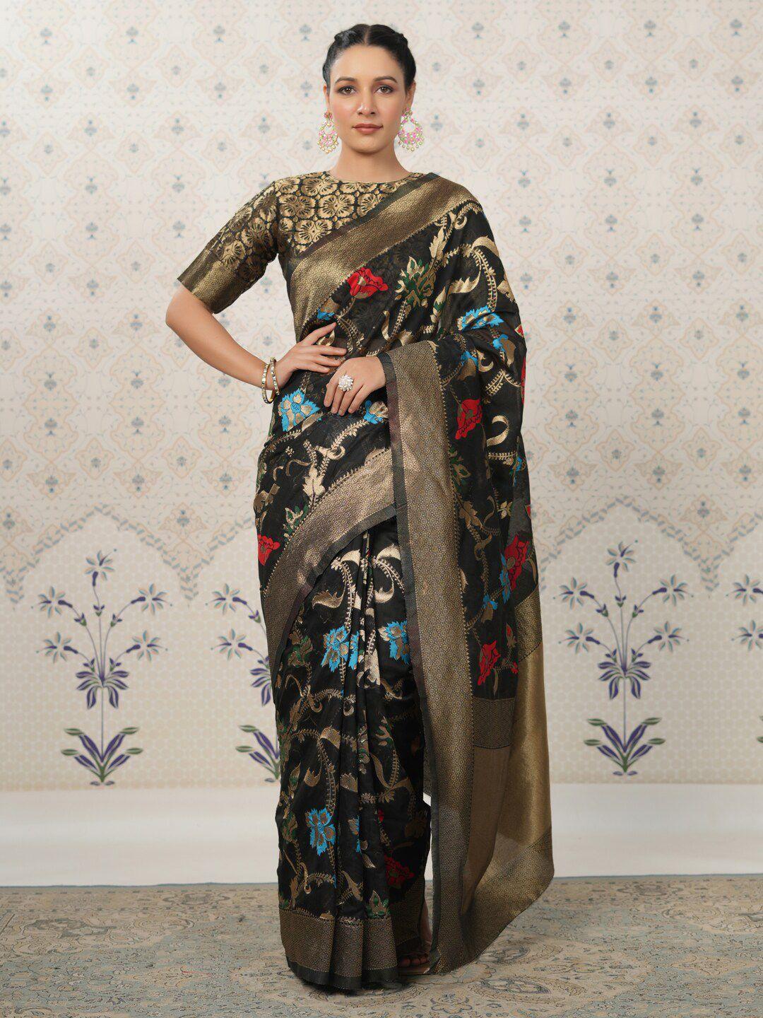 ode by house of pataudi woven design zari pure silk banarasi saree