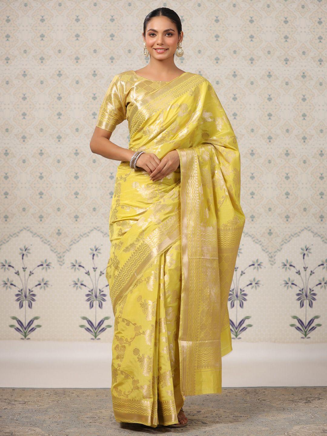 ode by house of pataudi woven design zari silk blend banarasi saree