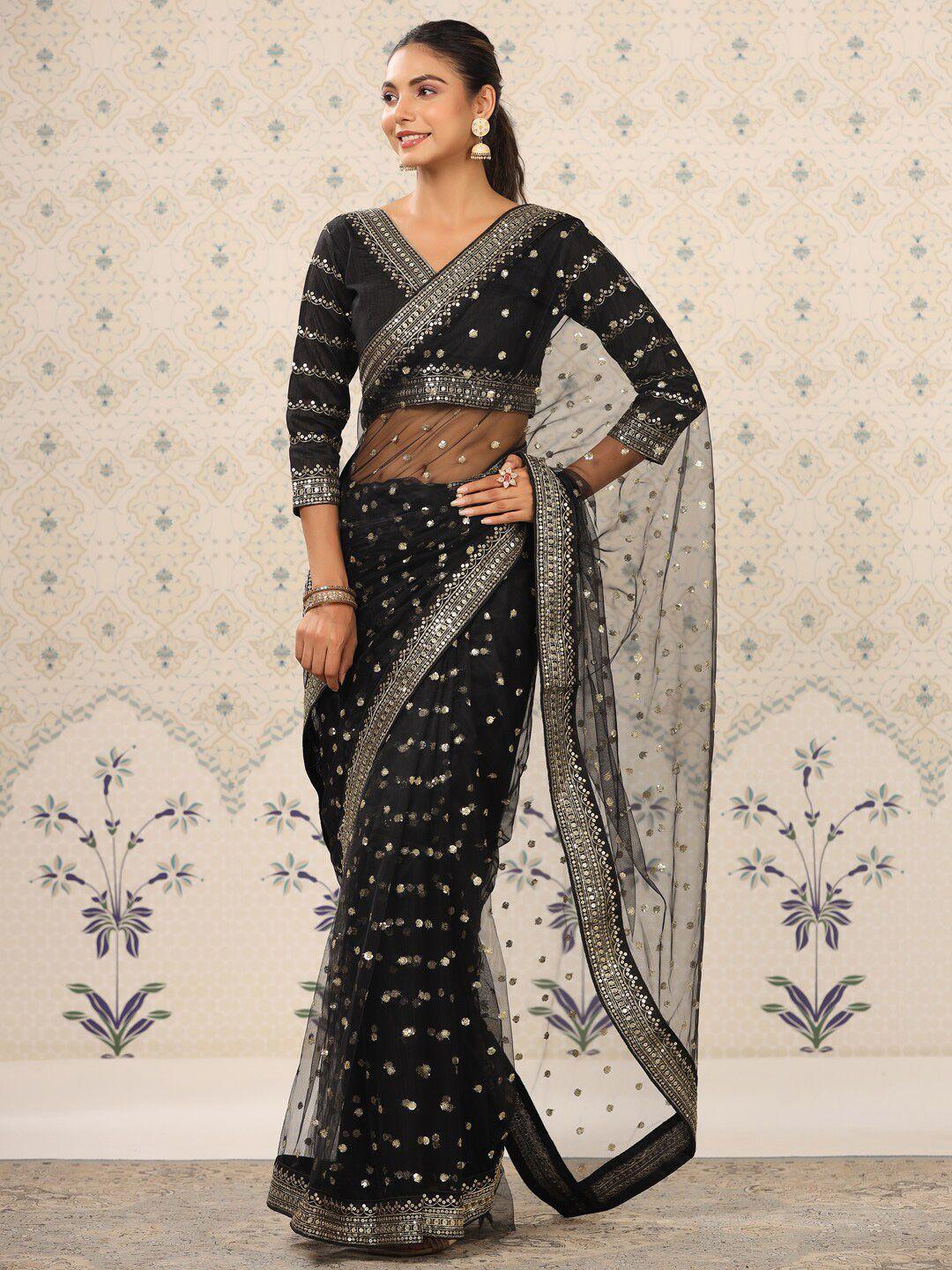 ode by house of pataudi embellished sequinned supernet saree