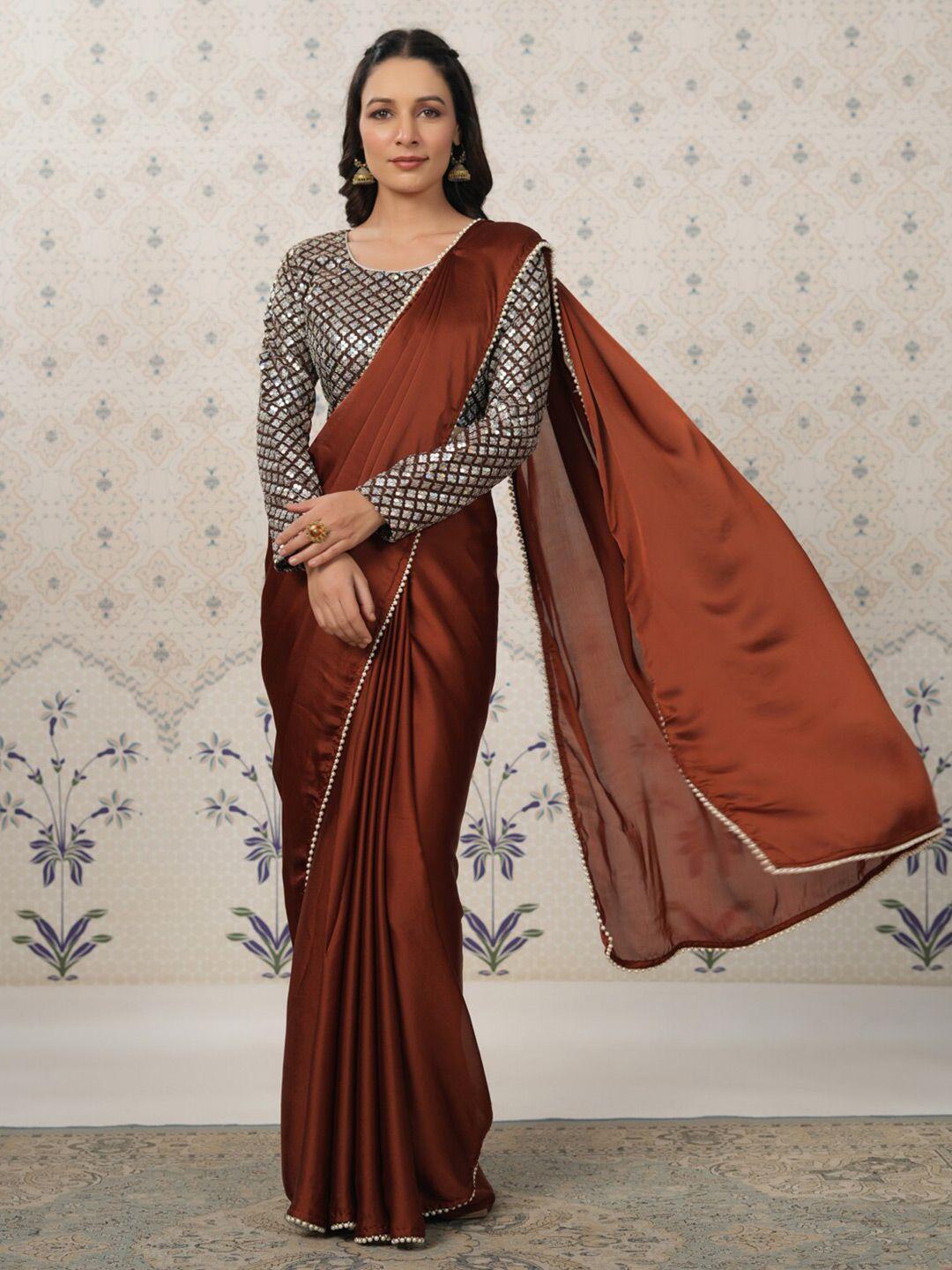 ode by house of pataudi embroidered satin saree