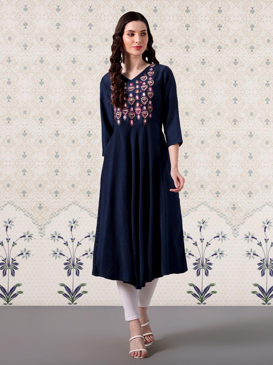 ode by house of pataudi ethnic motifs embroidered anarkali kurti