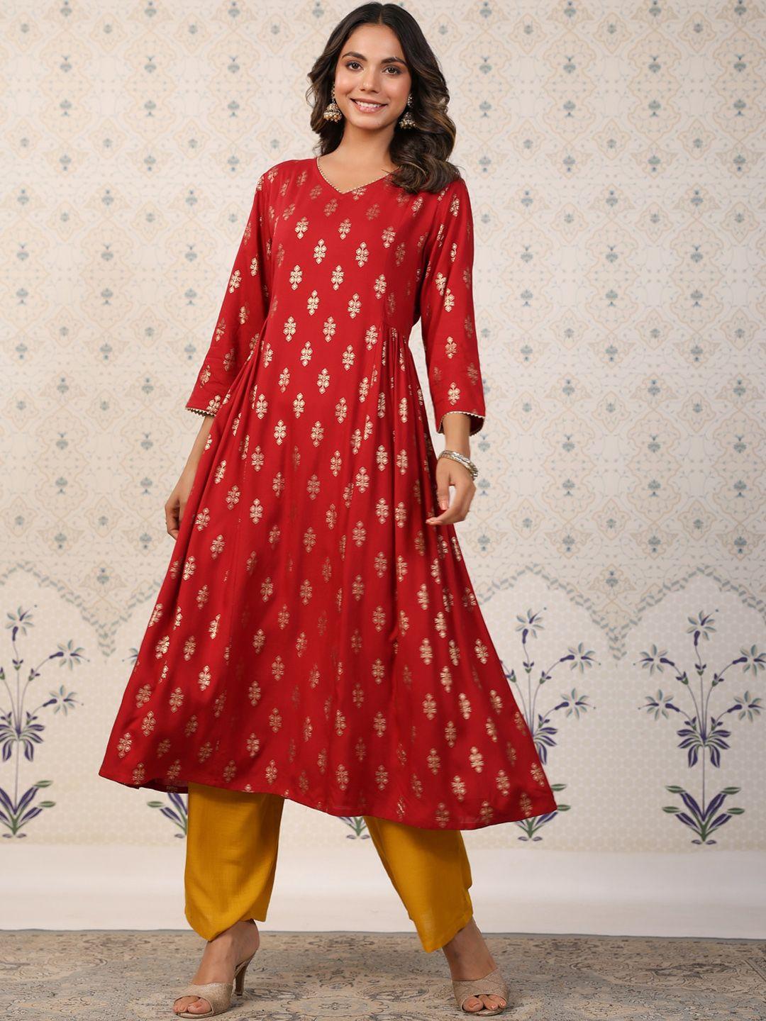 ode by house of pataudi ethnic motifs printed gotta patti anarkali kurta