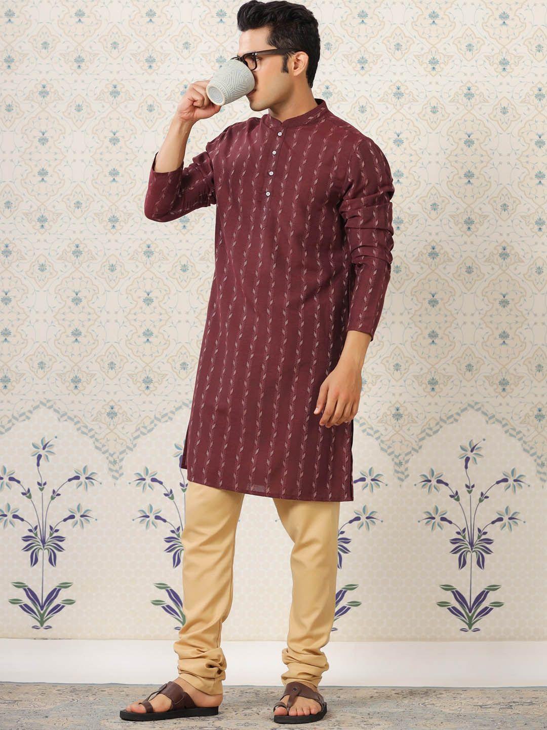 ode by house of pataudi ethnic motifs printed mandarin collar regular kurta with churidar