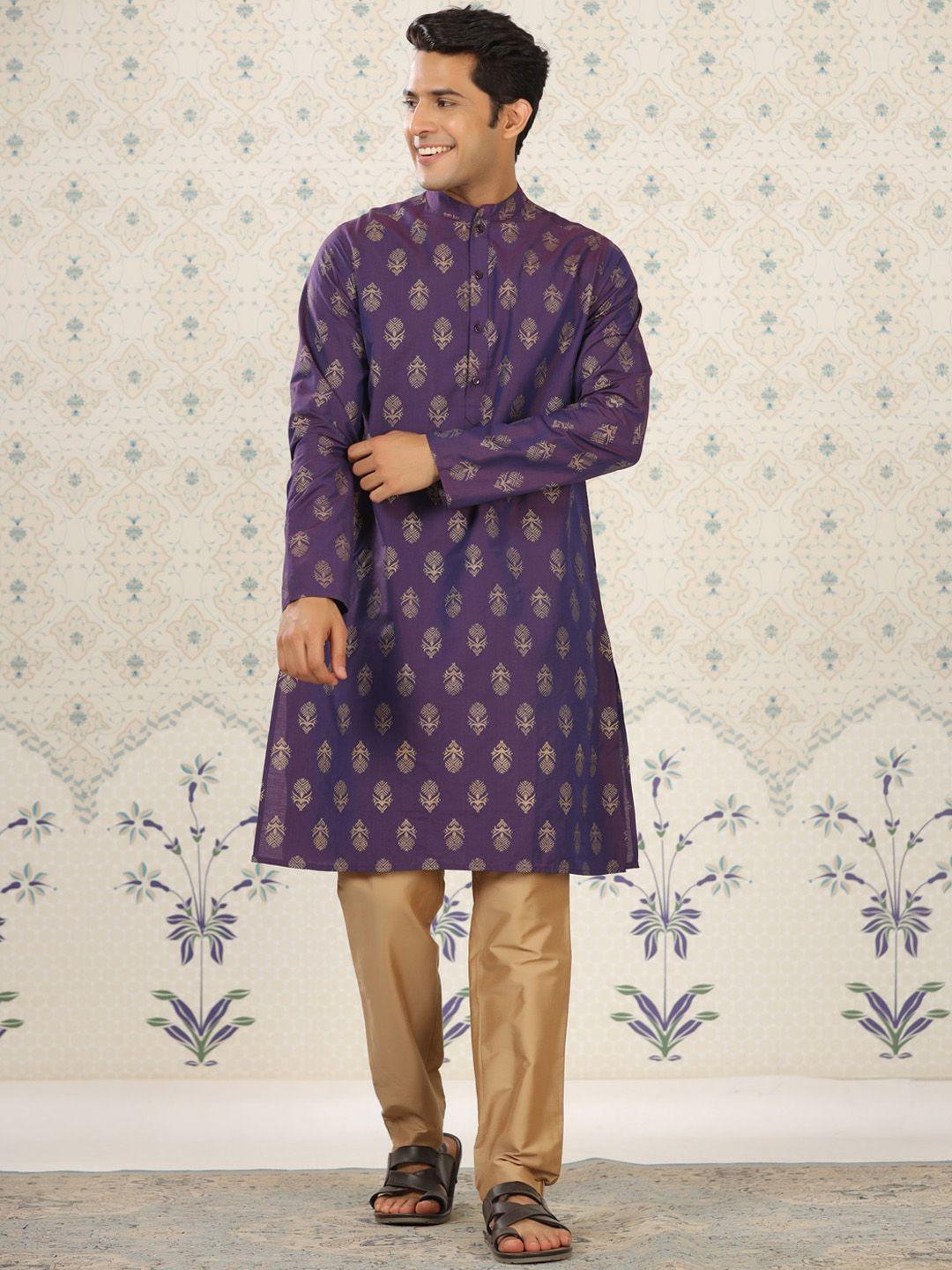 ode by house of pataudi ethnic motifs printed mandarin collar straight kurta