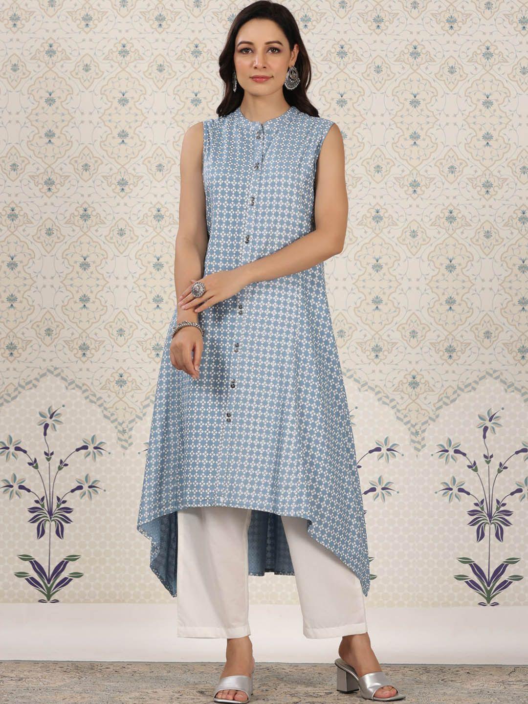 ode by house of pataudi ethnic motifs printed mandrain collar a-line kurta