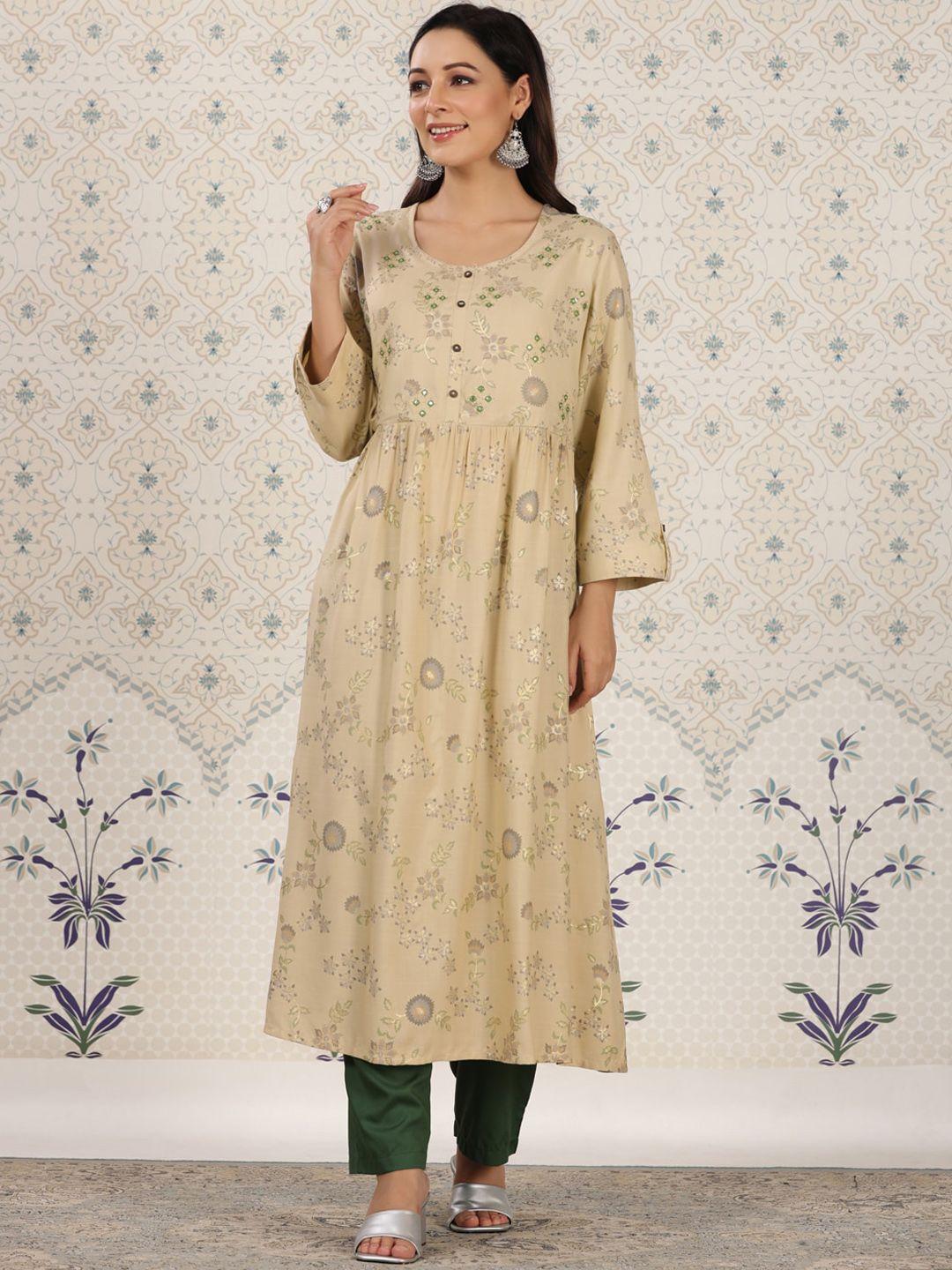 ode by house of pataudi ethnic motifs printed mirror work detailed  a-line kurta