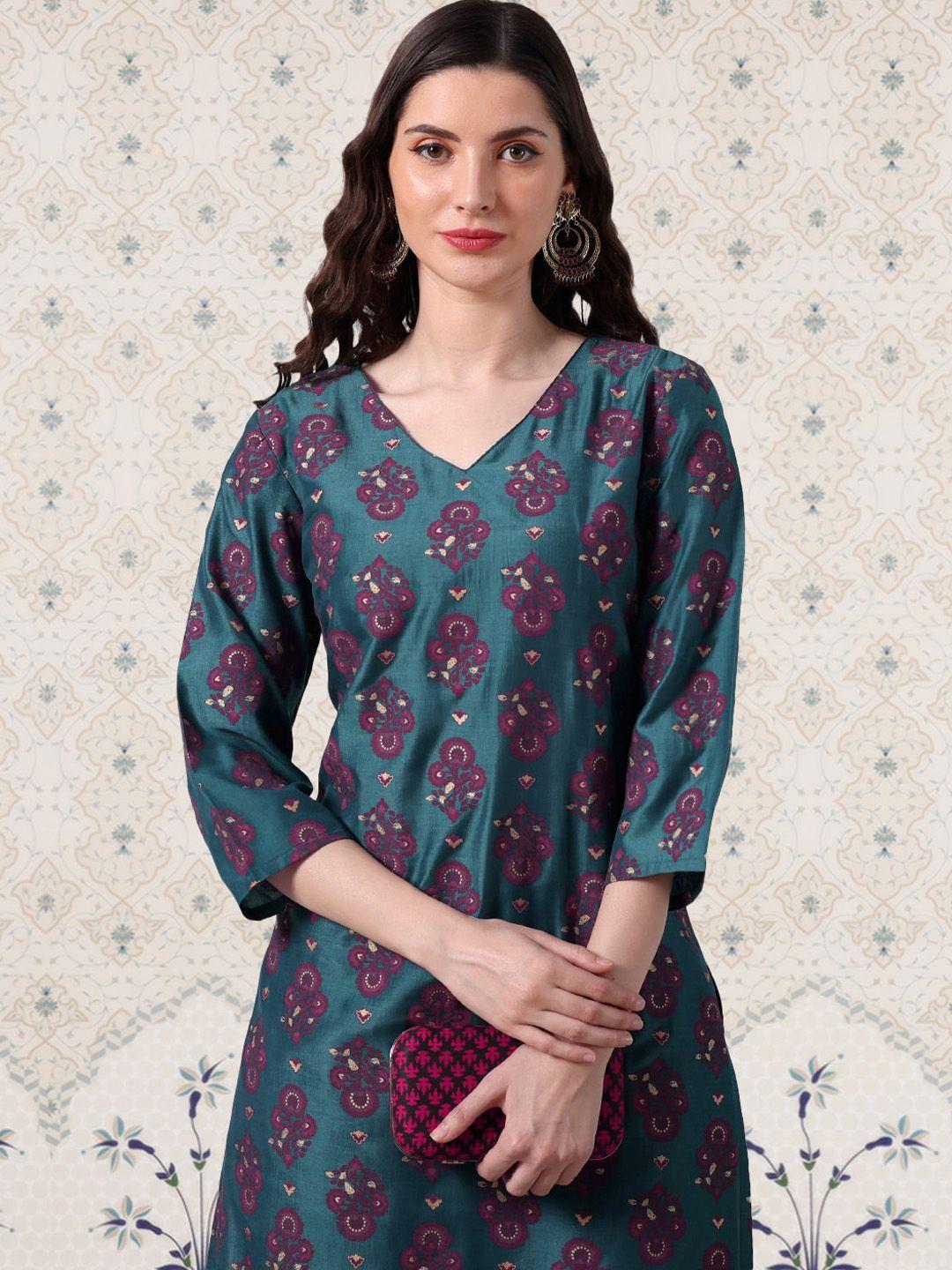 ode by house of pataudi ethnic motifs printed regular kurta with trousers