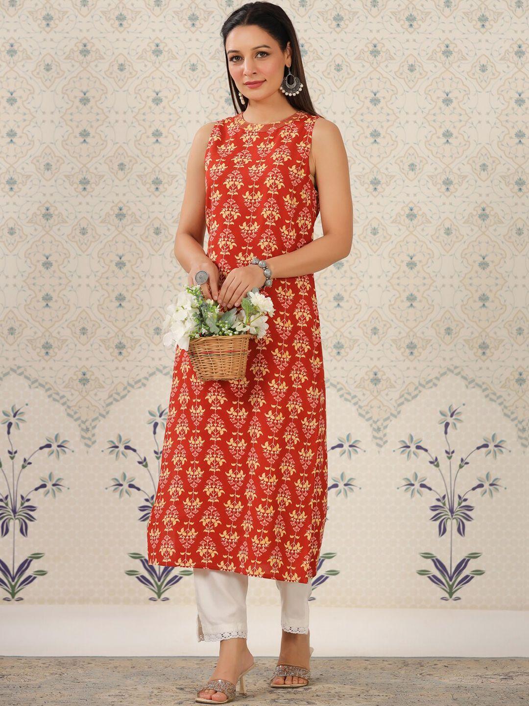 ode by house of pataudi ethnic motifs printed sleeveless straight kurta