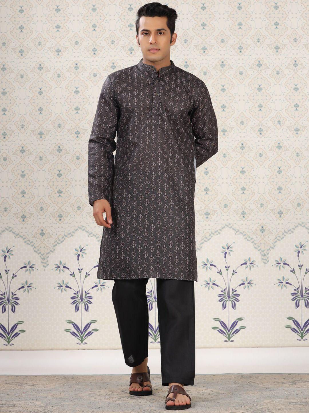 ode by house of pataudi ethnic motifs printed straight kurta with trousers