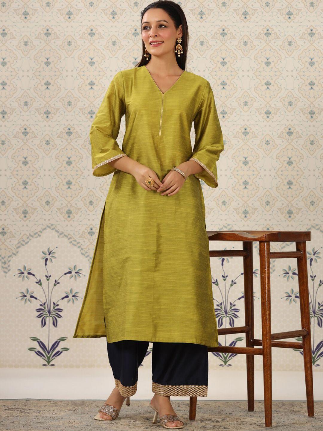 ode by house of pataudi flared sleeves straight kurta