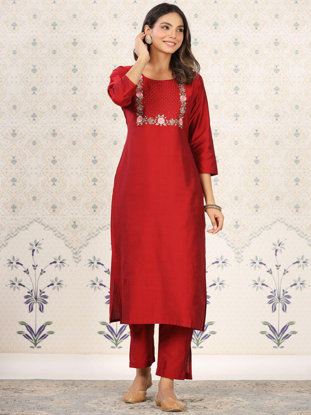 ode by house of pataudi floral embroidered kurta