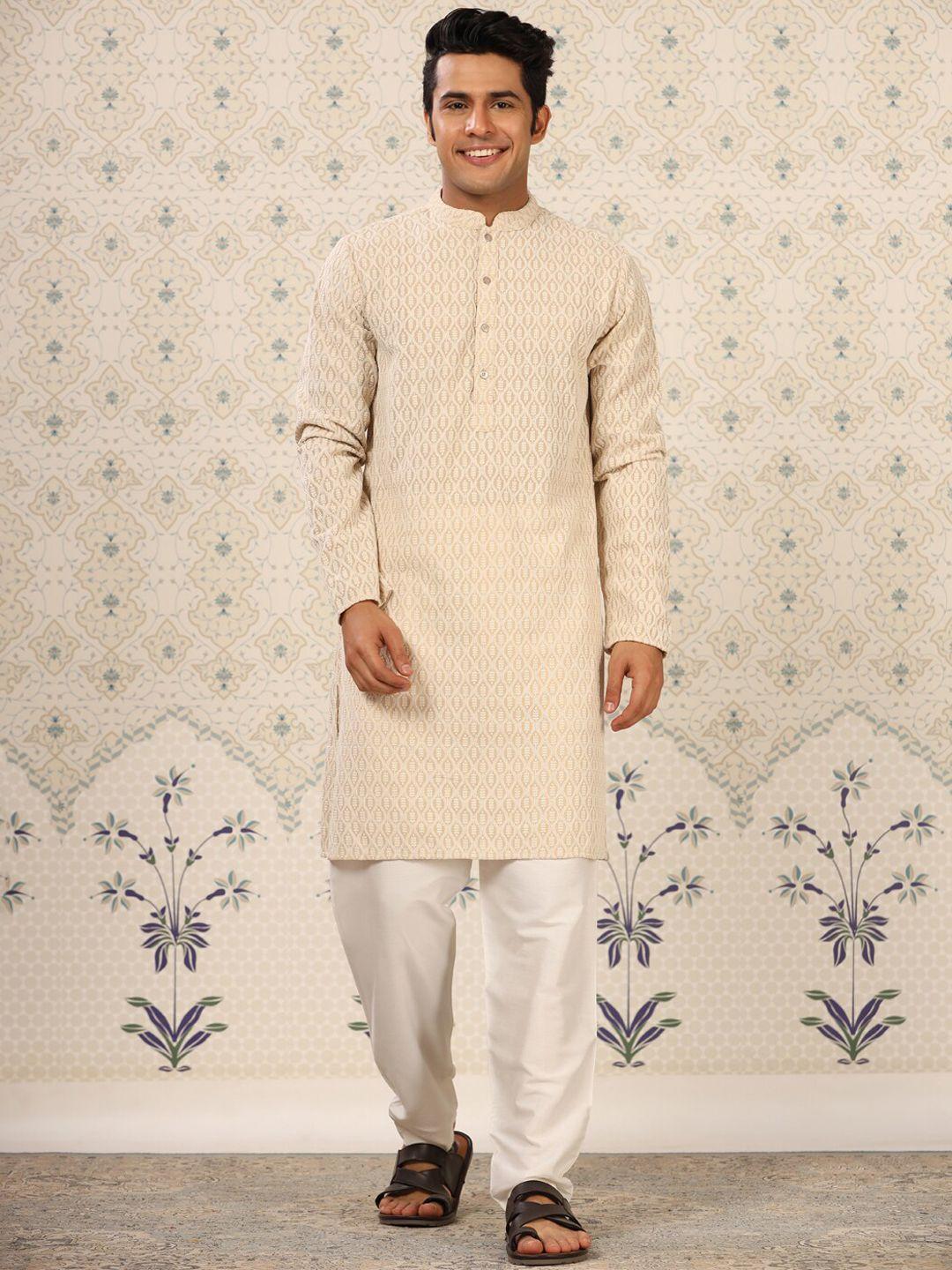 ode by house of pataudi floral embroidered straight kurta with trousers
