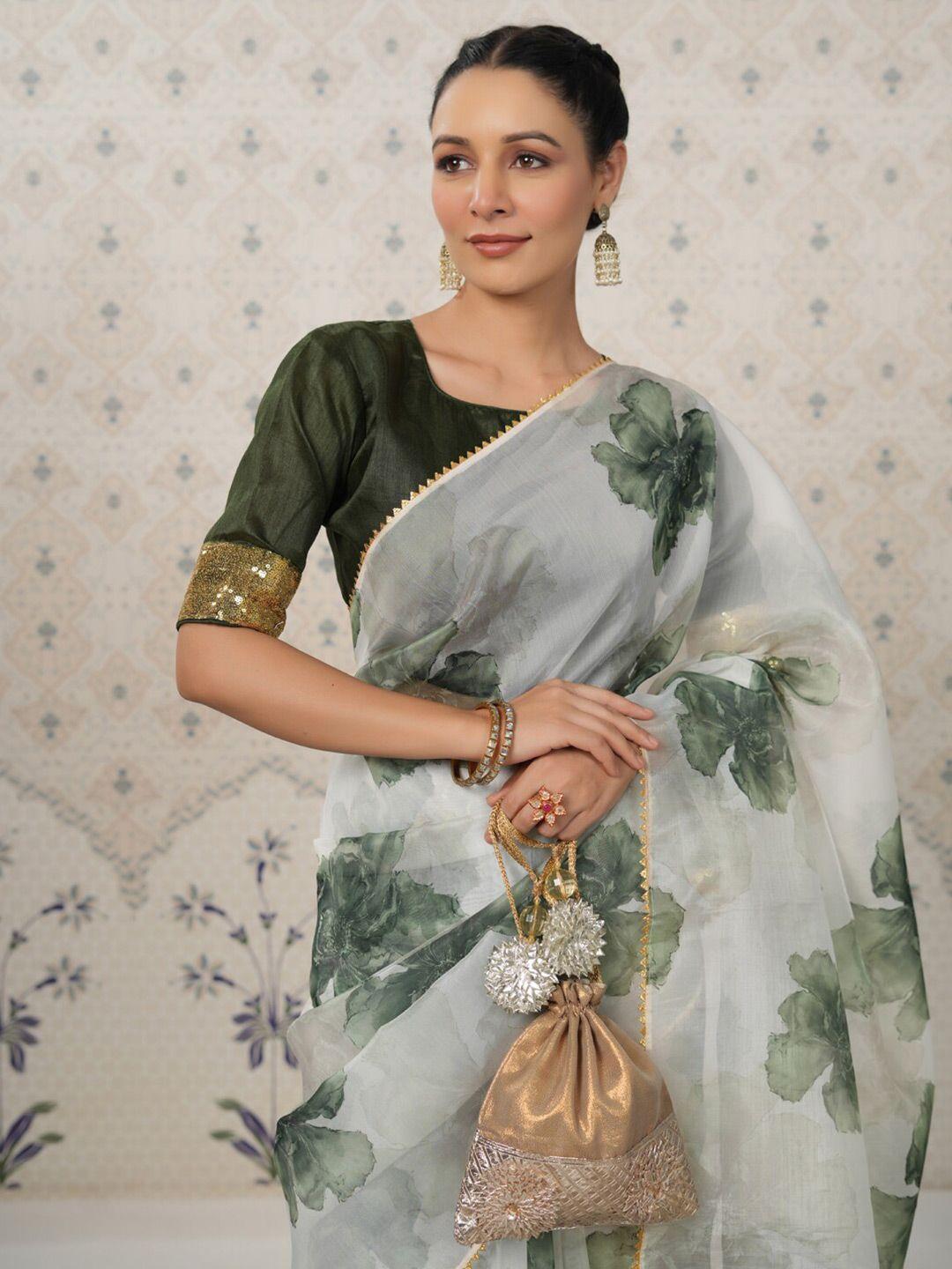 ode by house of pataudi floral gotta patti organza saree