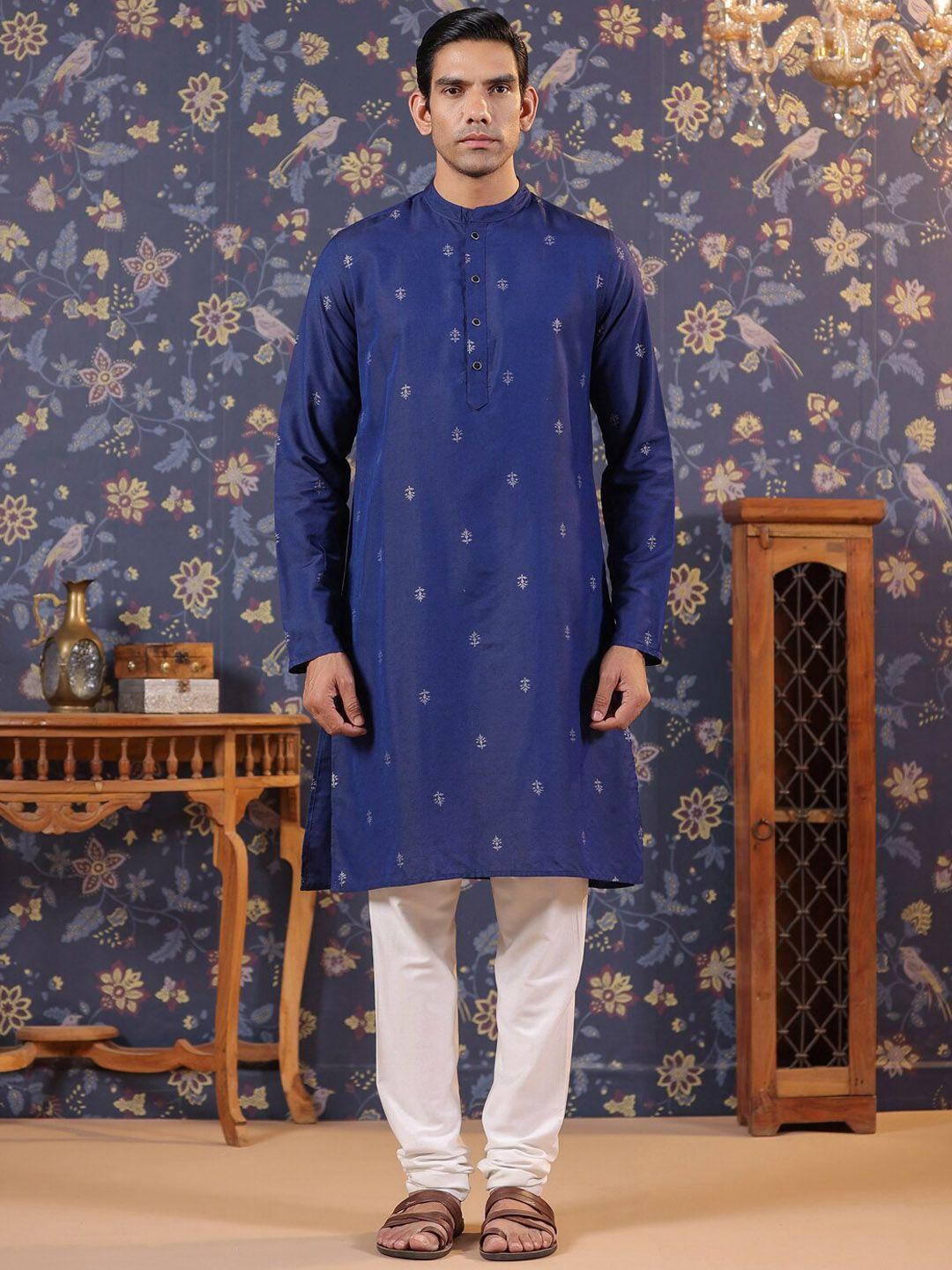 ode by house of pataudi floral printed band collar kurta