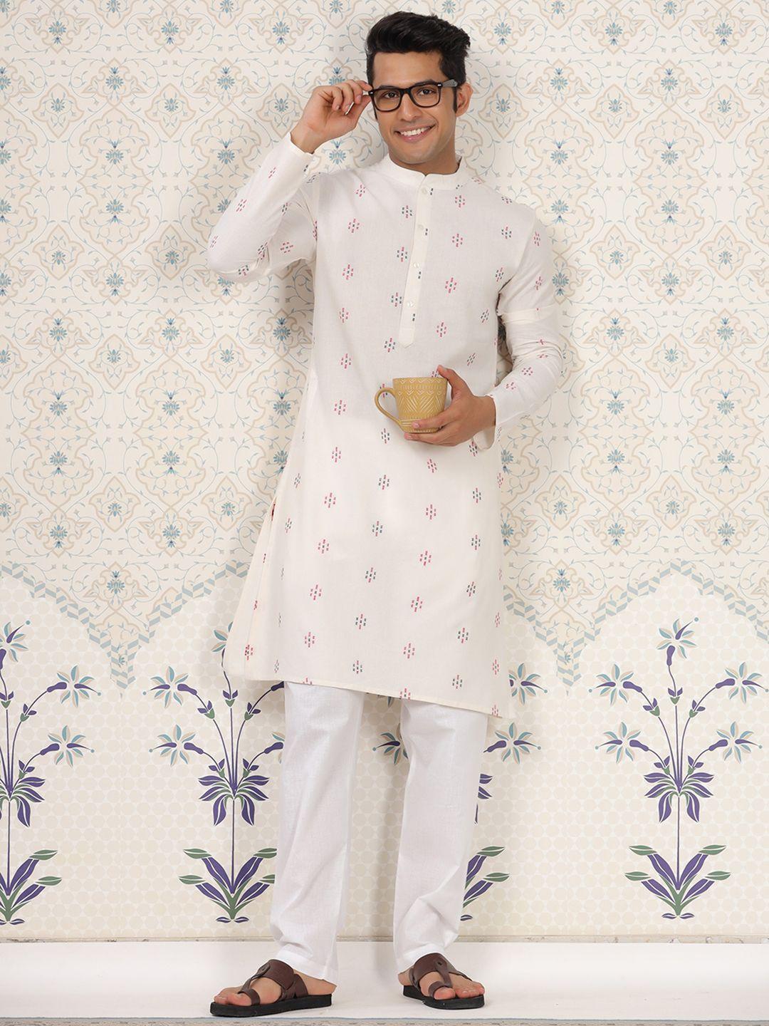 ode by house of pataudi floral printed pure cotton kurta
