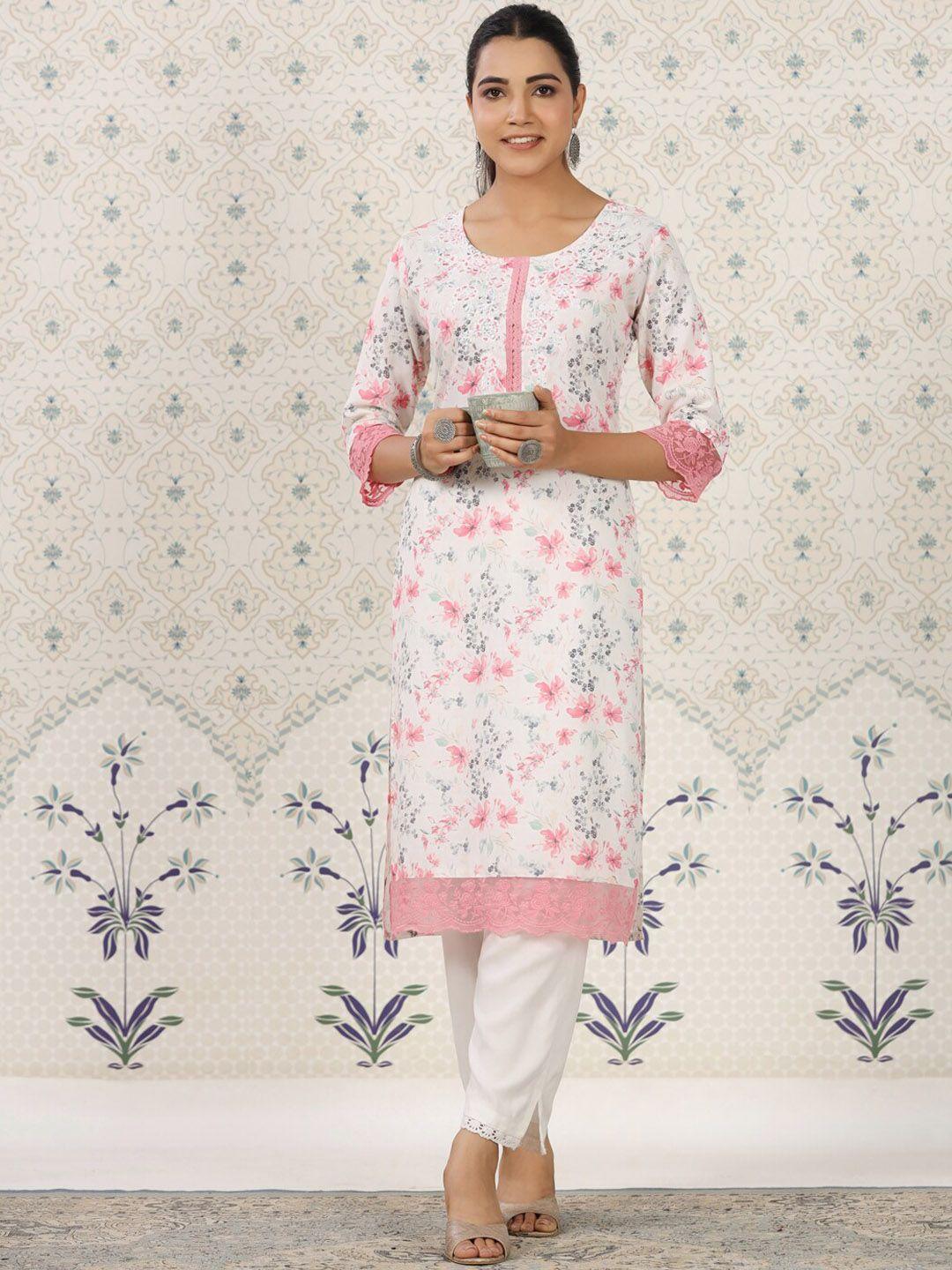 ode by house of pataudi floral printed straight kurta