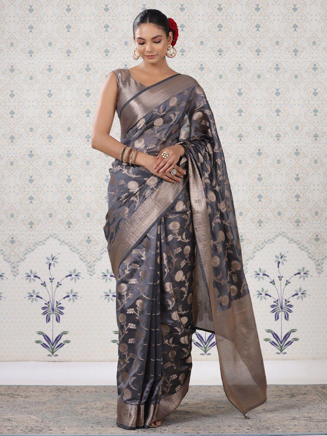 ode by house of pataudi floral woven design saree