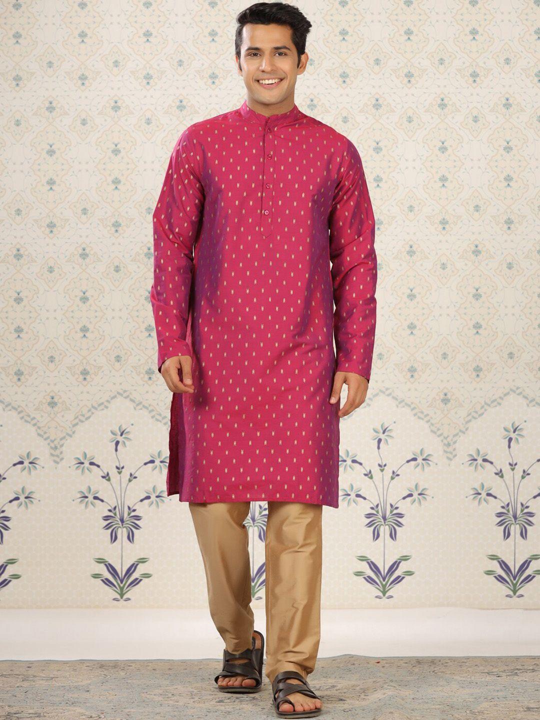 ode by house of pataudi geometric printed mandarin collar straight kurta