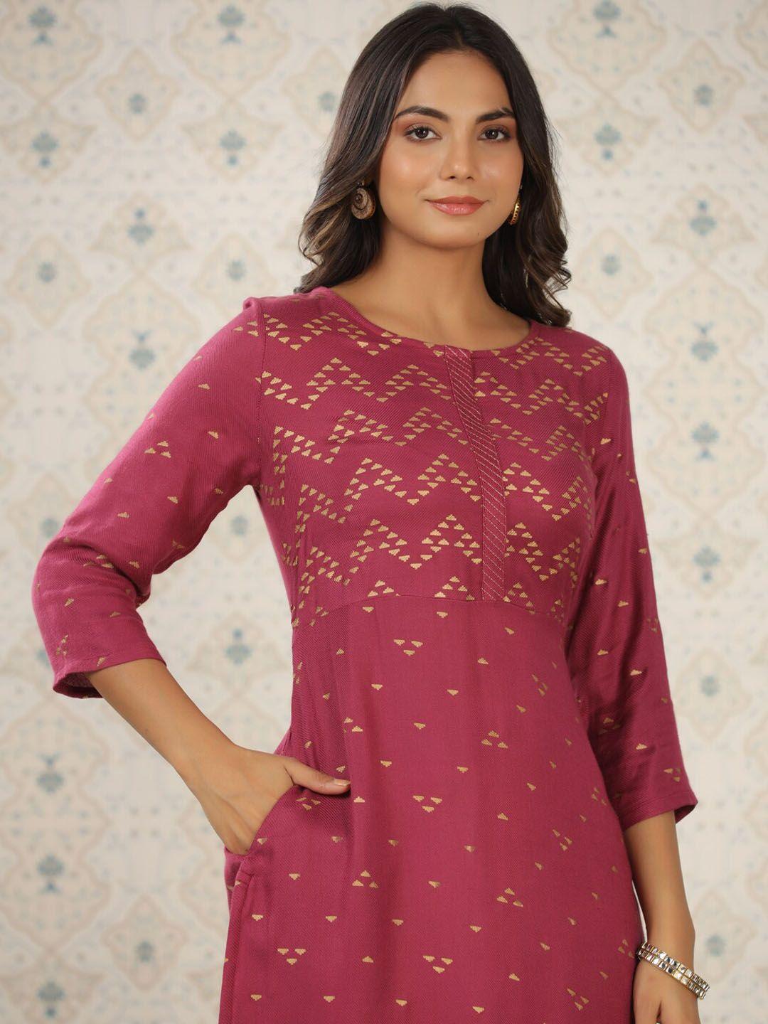 ode by house of pataudi geometric printed straight kurta