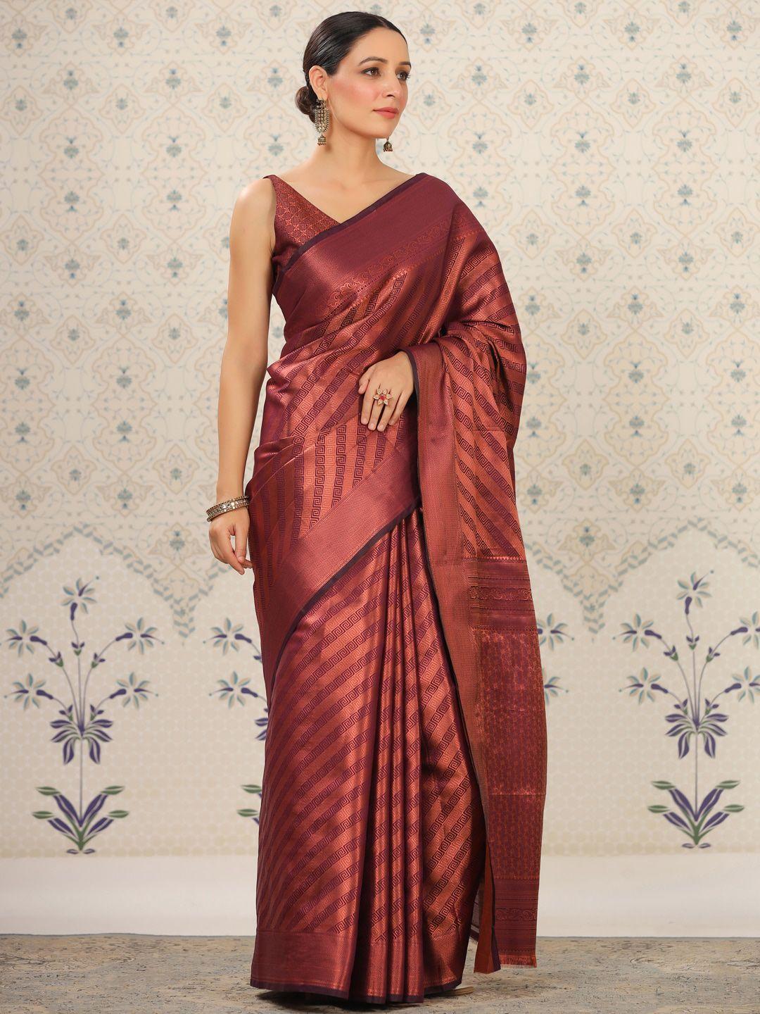 ode by house of pataudi geometric woven design zari silk cotton saree
