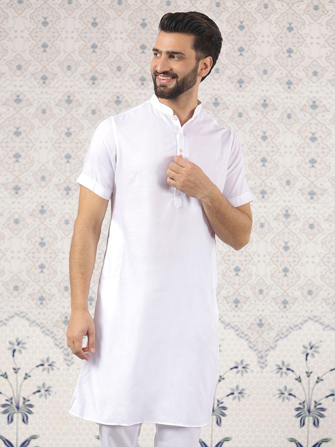 ode by house of pataudi mandarin collar cotton & silk regular kurta