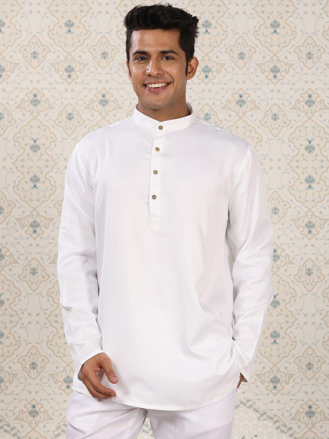 ode by house of pataudi mandarin collar pure cotton kurta