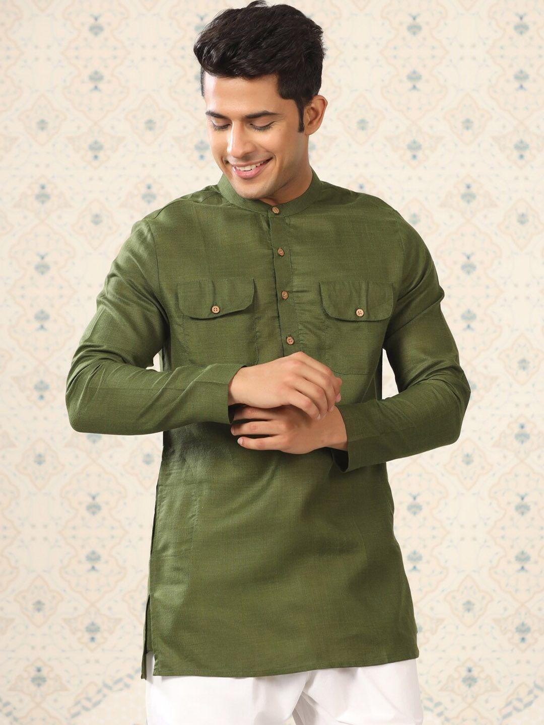 ode by house of pataudi mandarin collar short pathani kurta