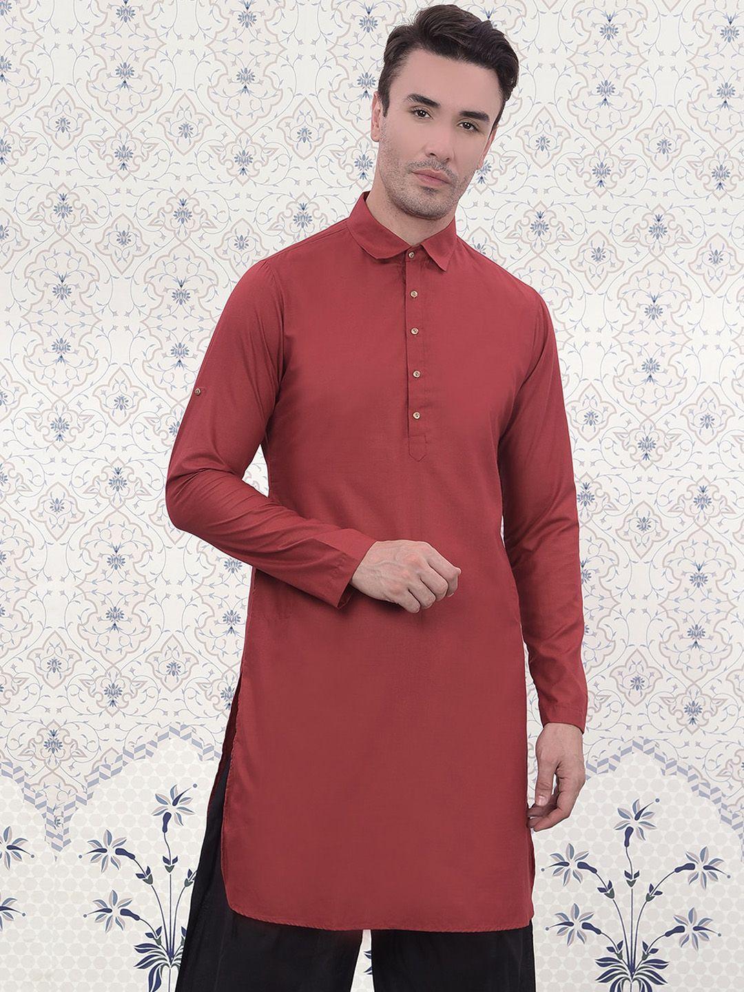 ode by house of pataudi men red thread work pathani kurta