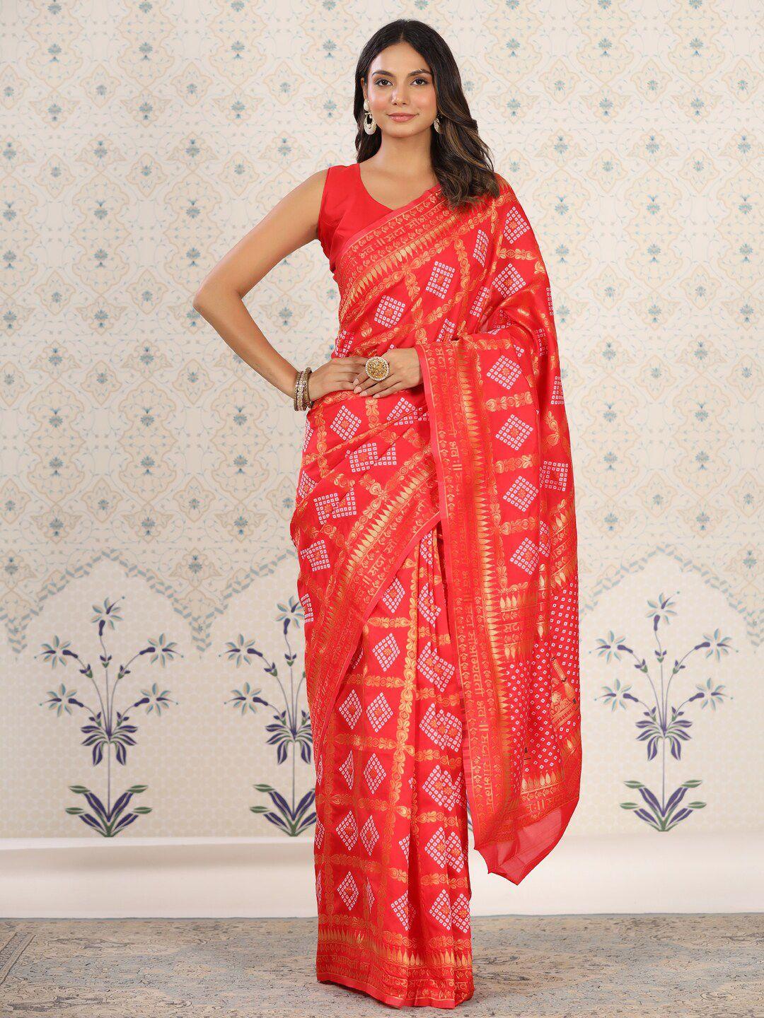 ode by house of pataudi printed bandhani saree