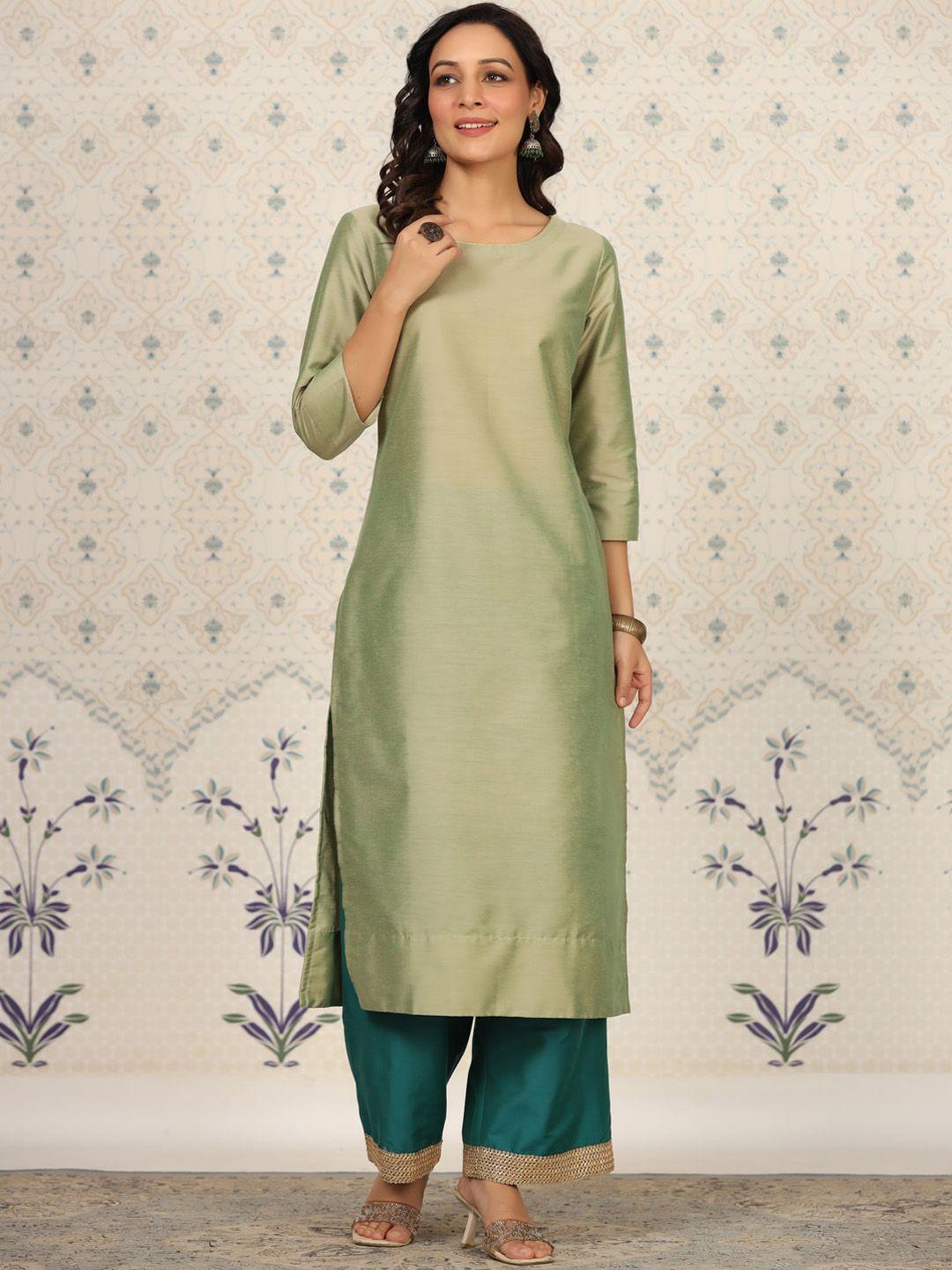 ode by house of pataudi round neck kurta with palazzos