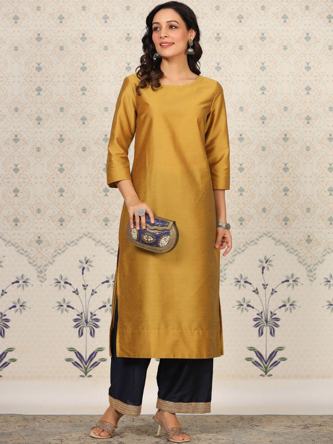 ode by house of pataudi round neck kurta with palazzos