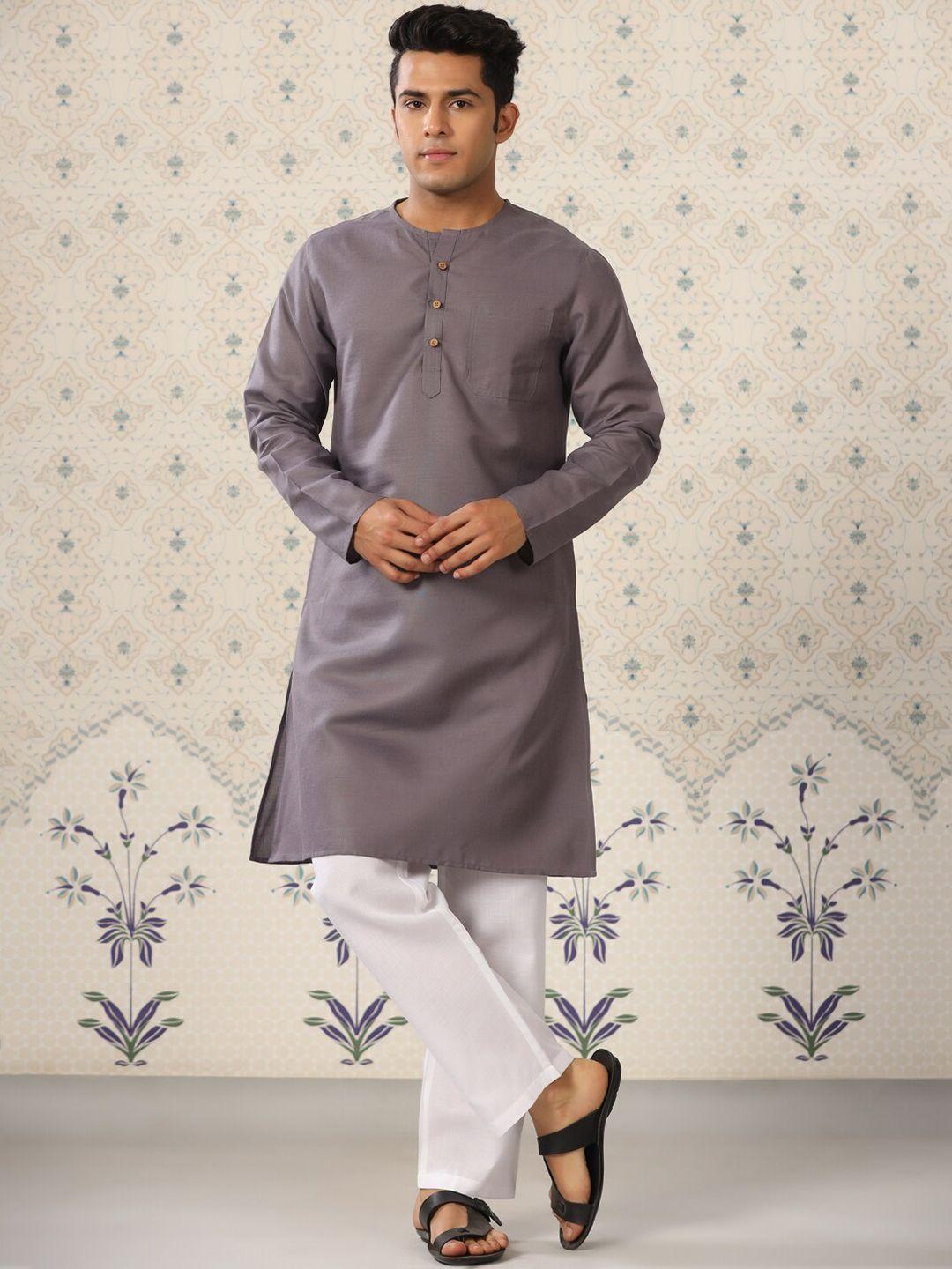 ode by house of pataudi round neck long sleeves regular kurta with pyjamas