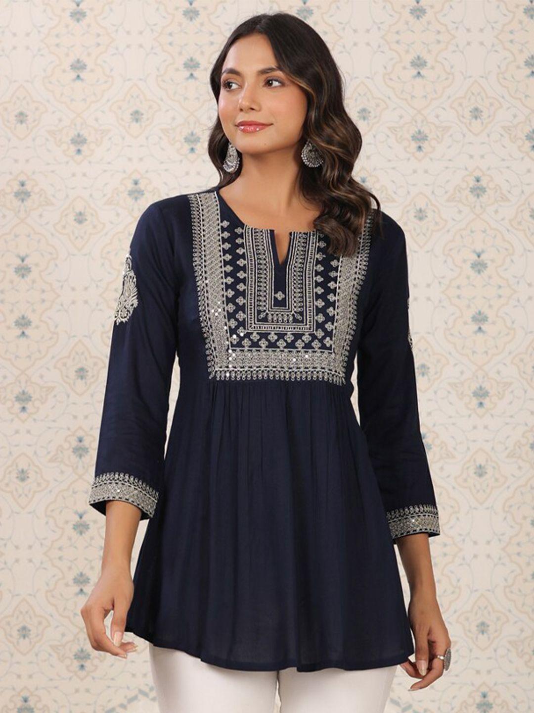 ode by house of pataudi sequinned a-line kurtis