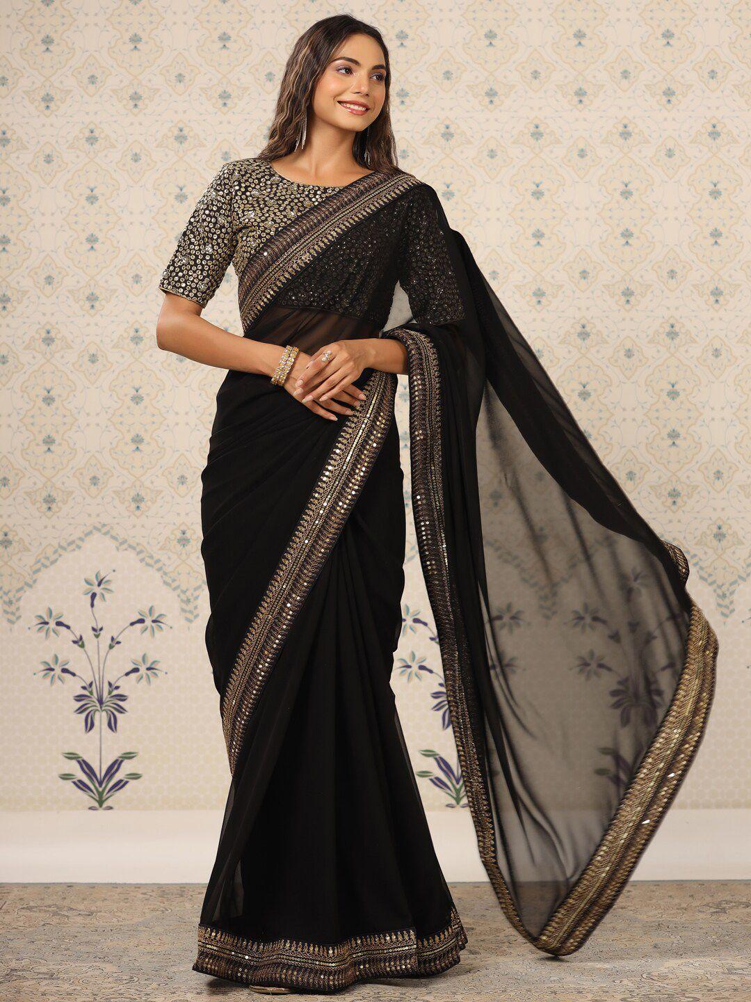 ode by house of pataudi sequinned pure georgette saree