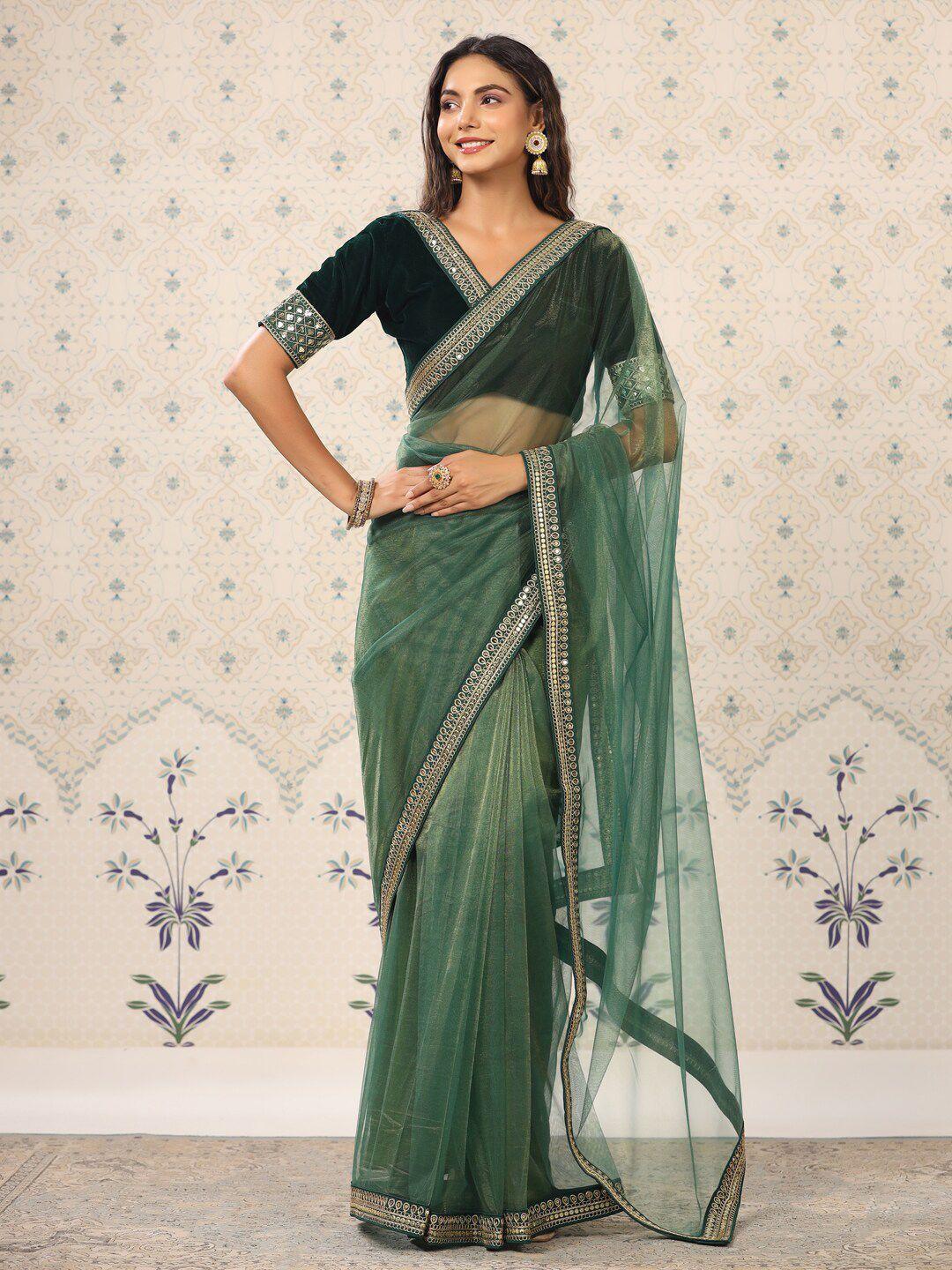 ode by house of pataudi sequinned supernet saree