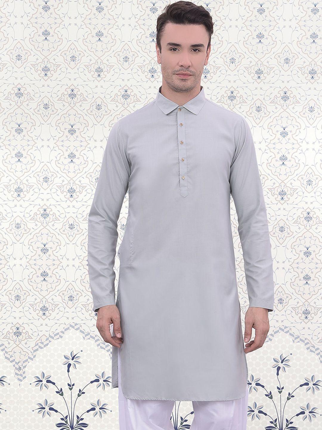 ode by house of pataudi shirt collar cotton silk pathani kurta