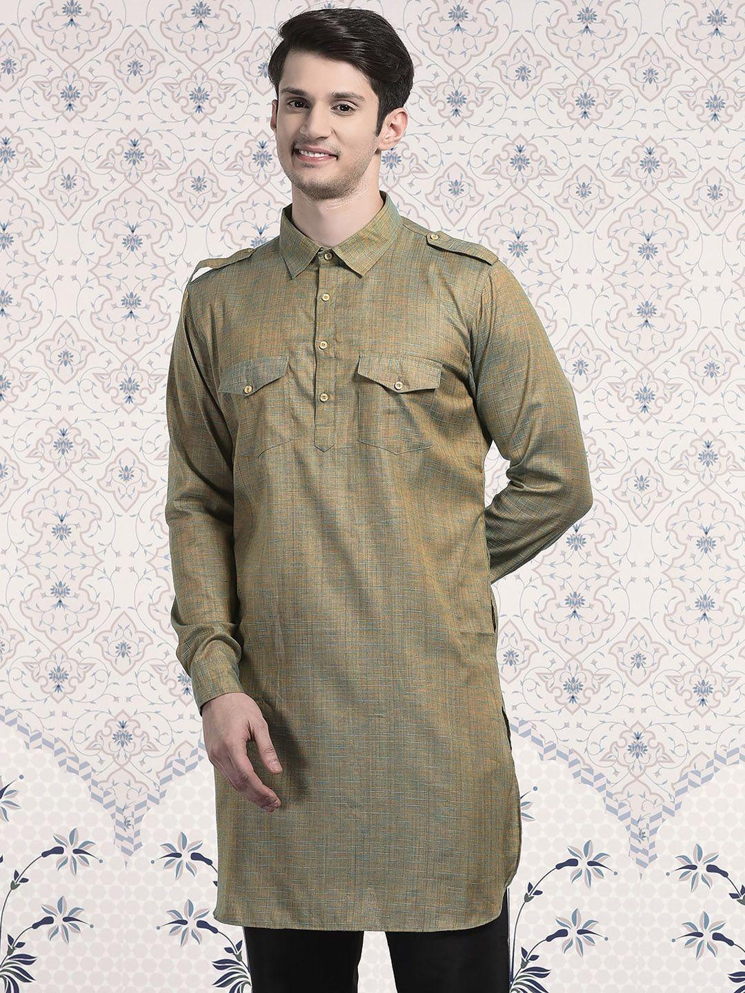 ode by house of pataudi shirt collar jacquard pathani kurta