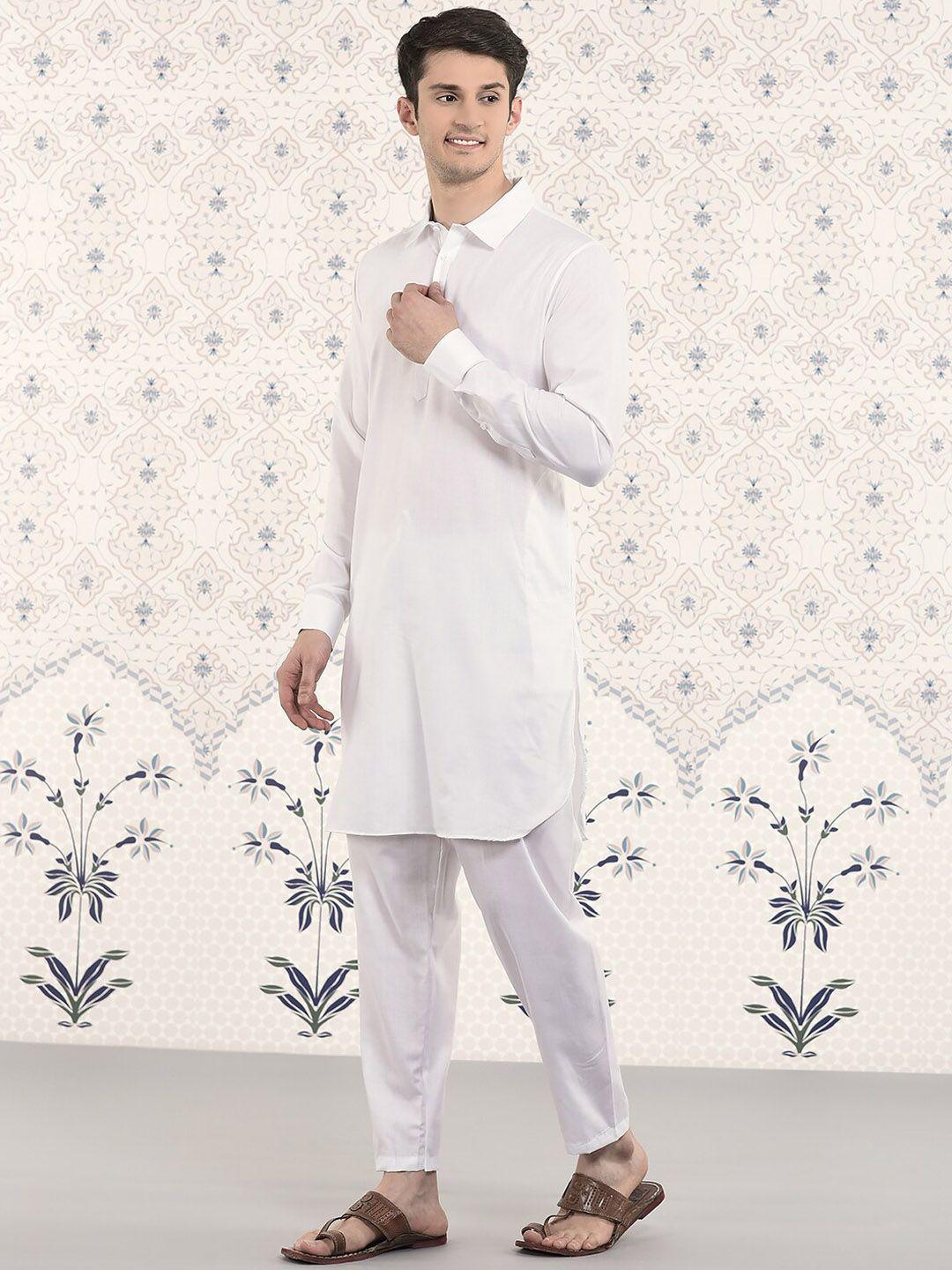 ode by house of pataudi shirt collar pathani kurta with pyjamas