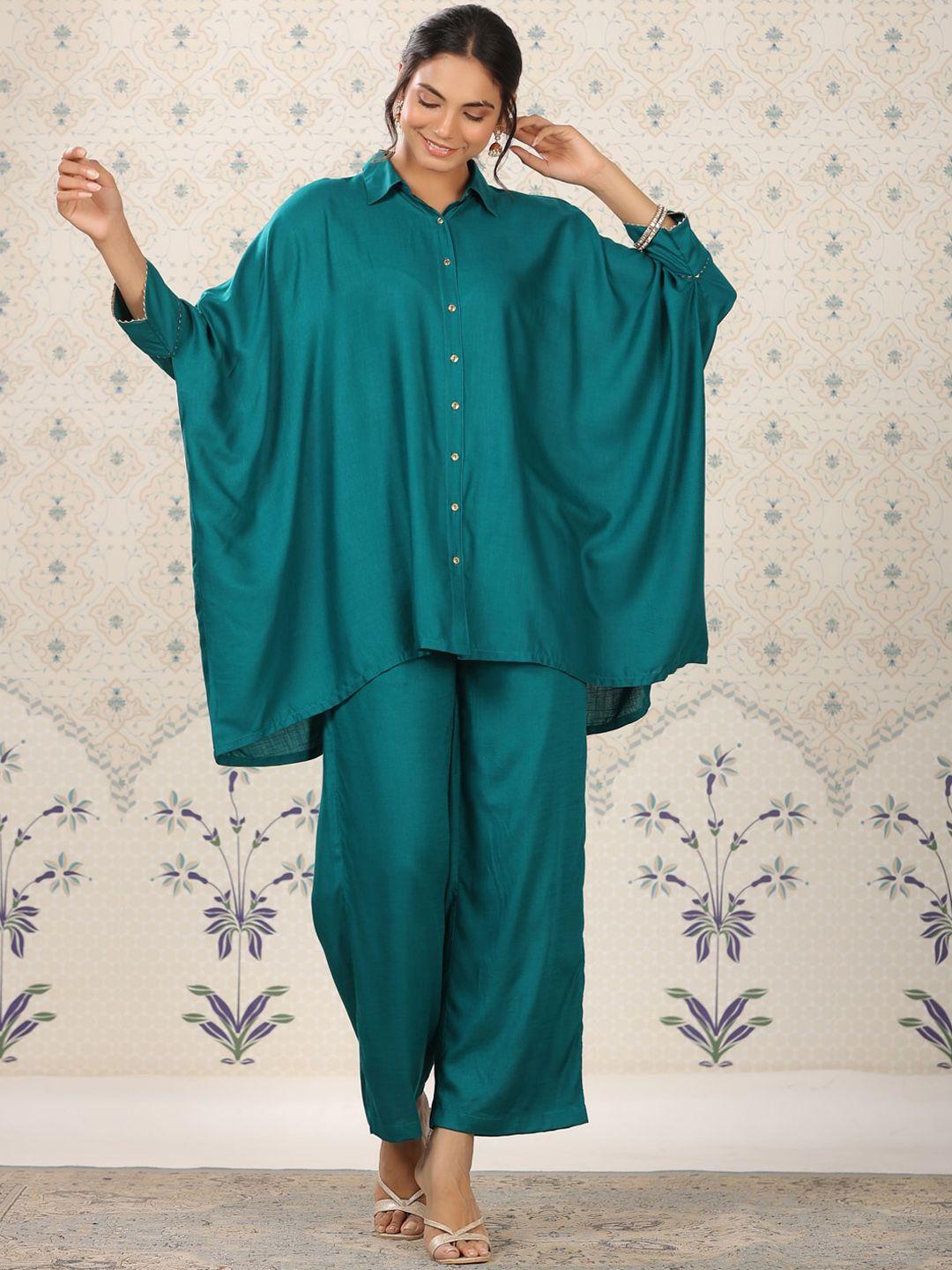 ode by house of pataudi shirt-style kaftan with palazzos