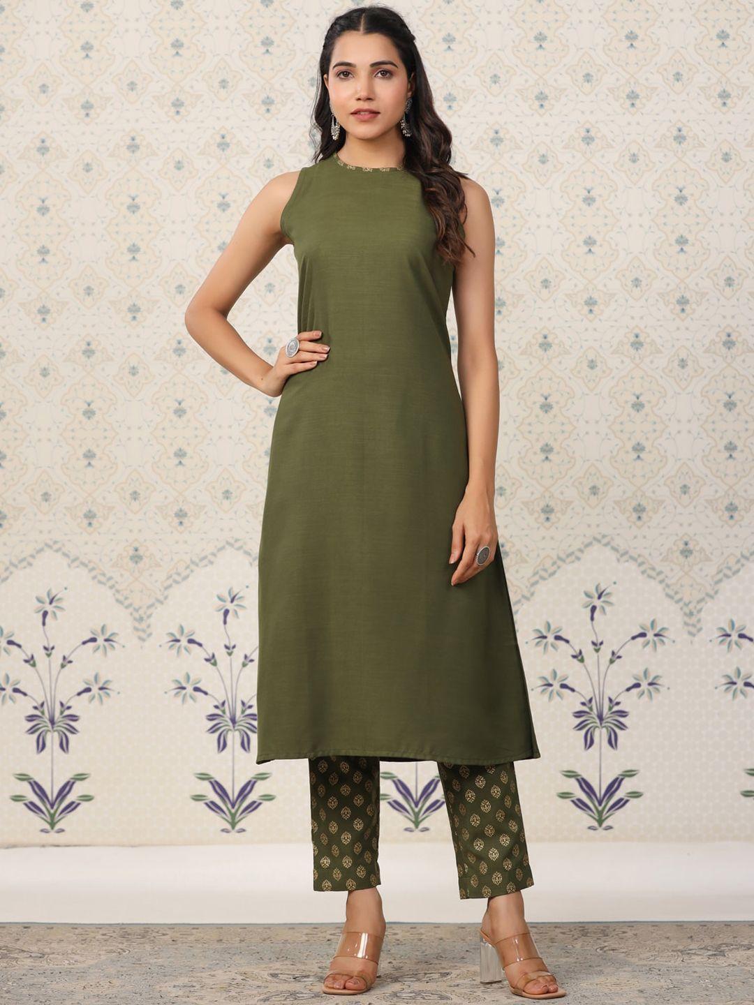 ode by house of pataudi sleeveless a-line kurta with trousers