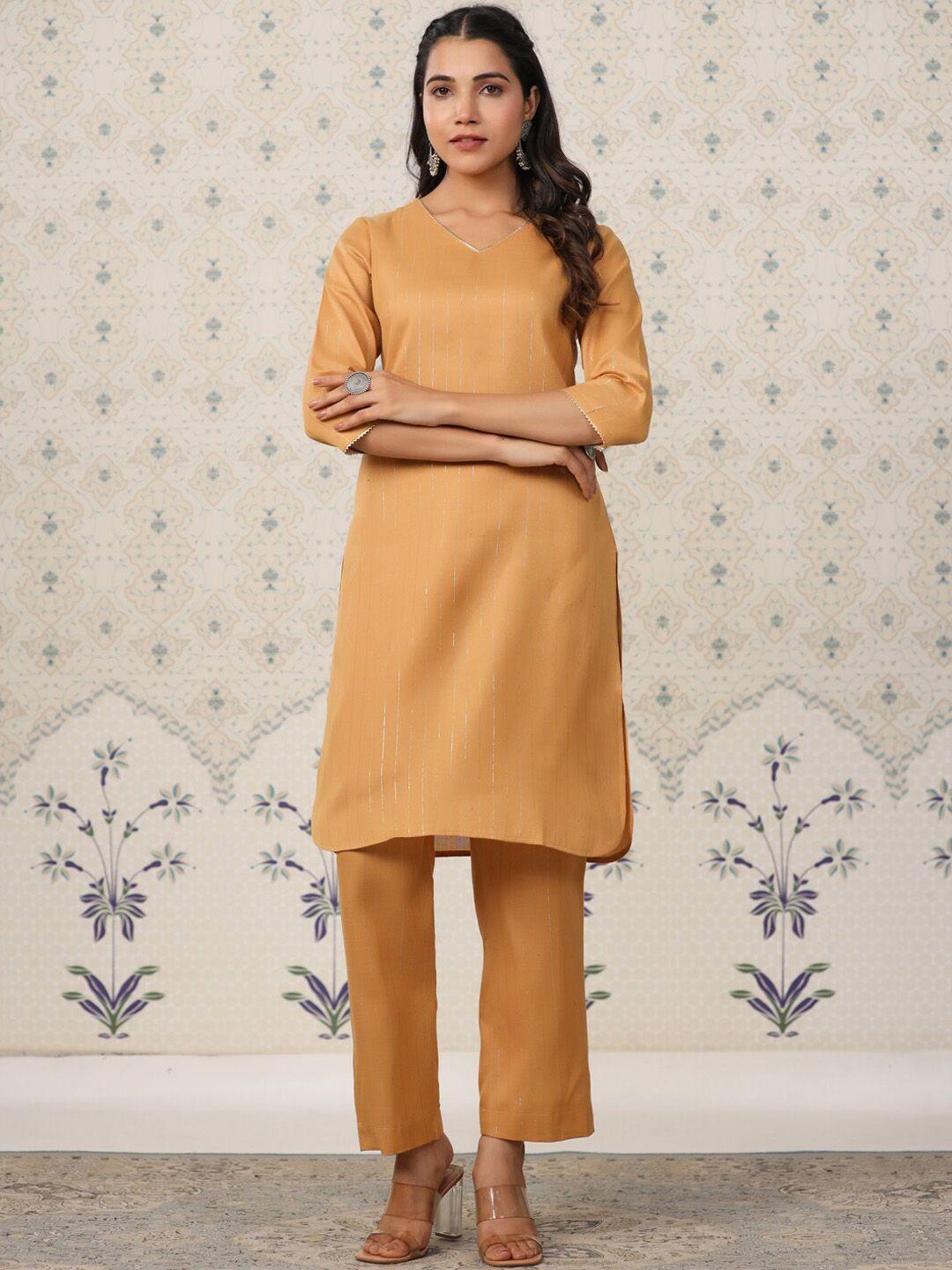 ode by house of pataudi striped kurta with trousers