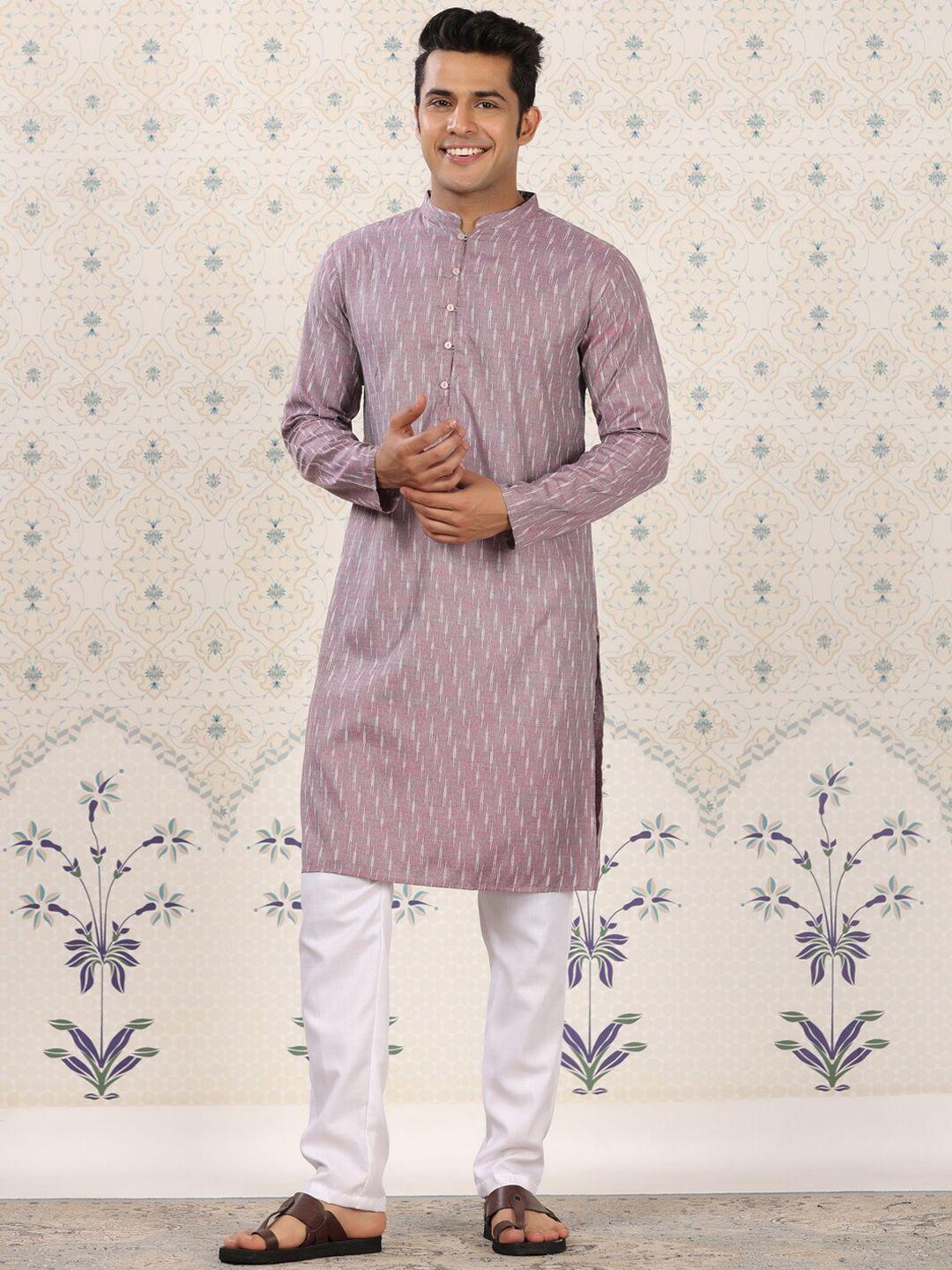 ode by house of pataudi striped thread work jacquard kurta