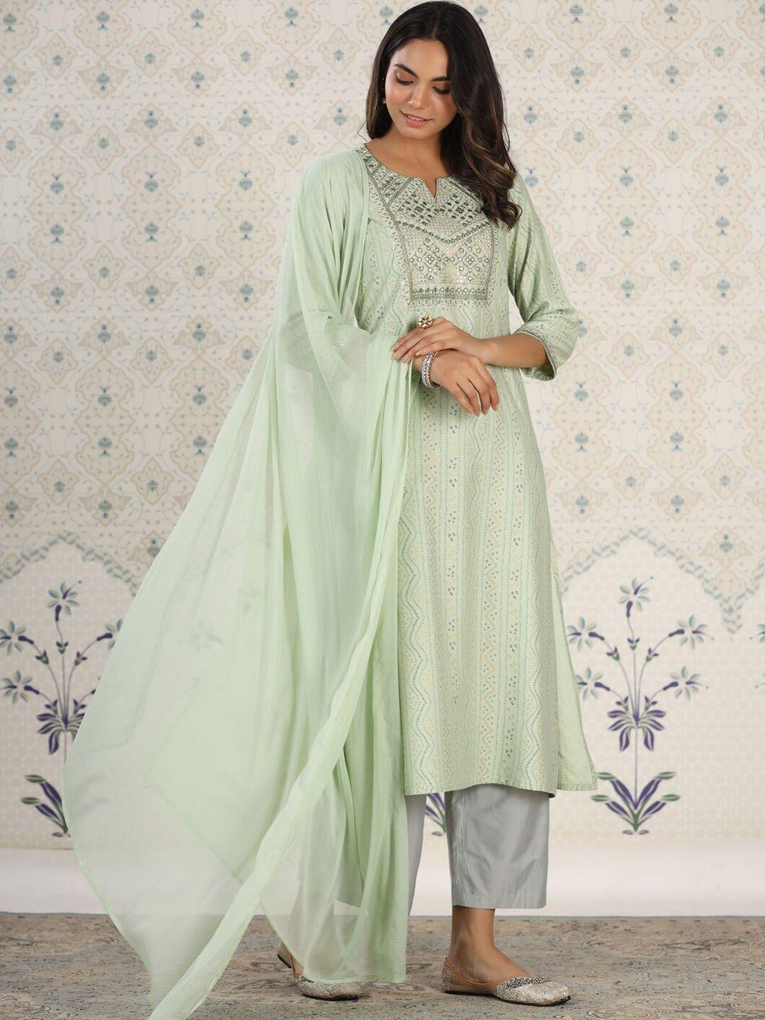 ode by house of pataudi women green poly chiffon