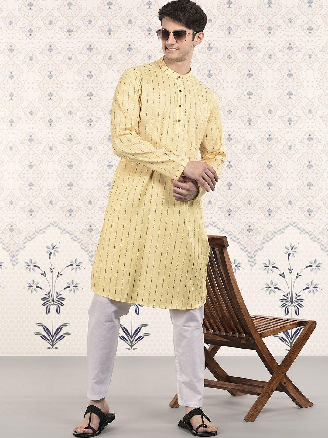 ode by house of pataudi woven design mandarin collar kurta with pyjamas