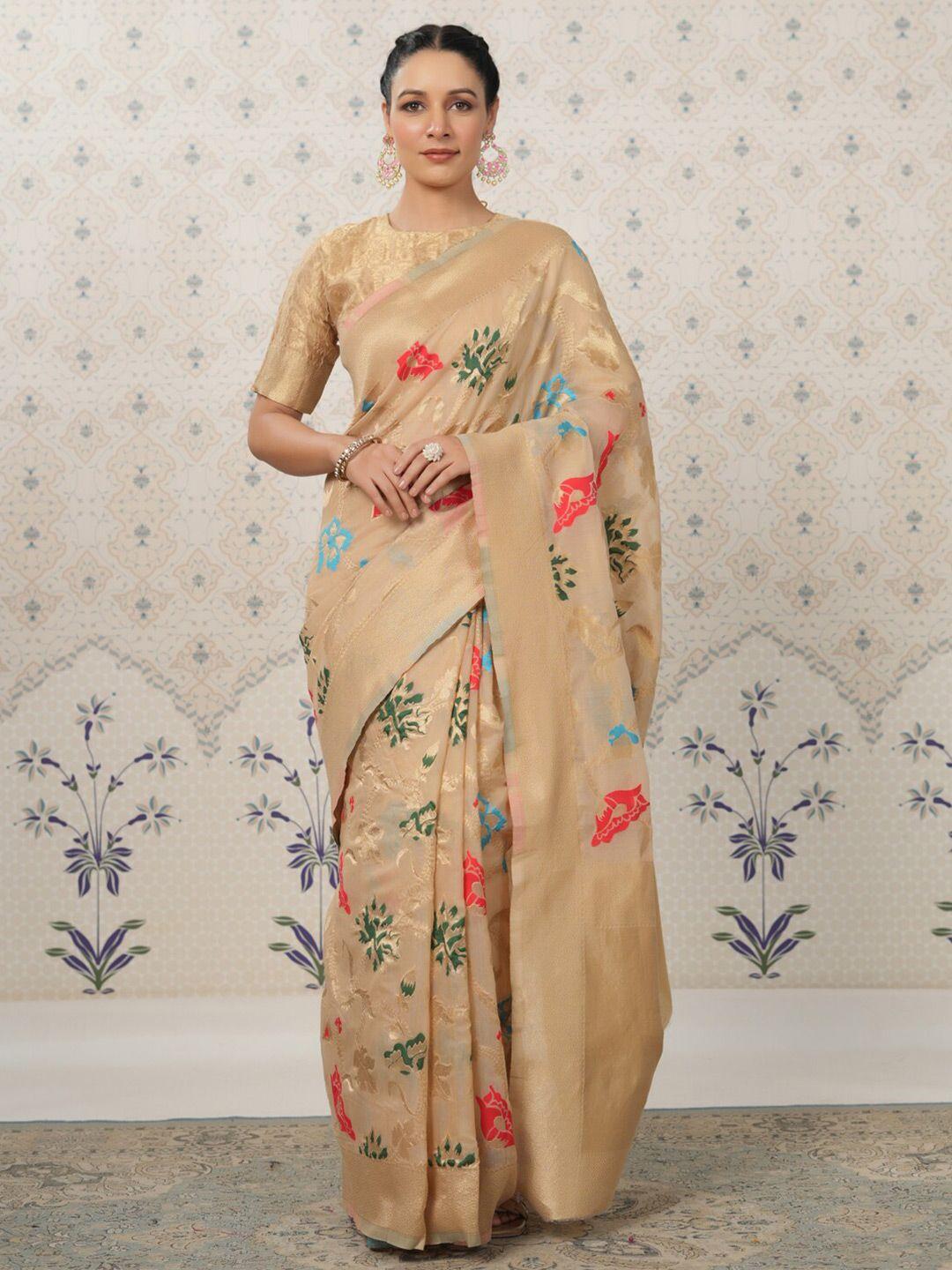 ode by house of pataudi woven design zari pure silk banarasi saree