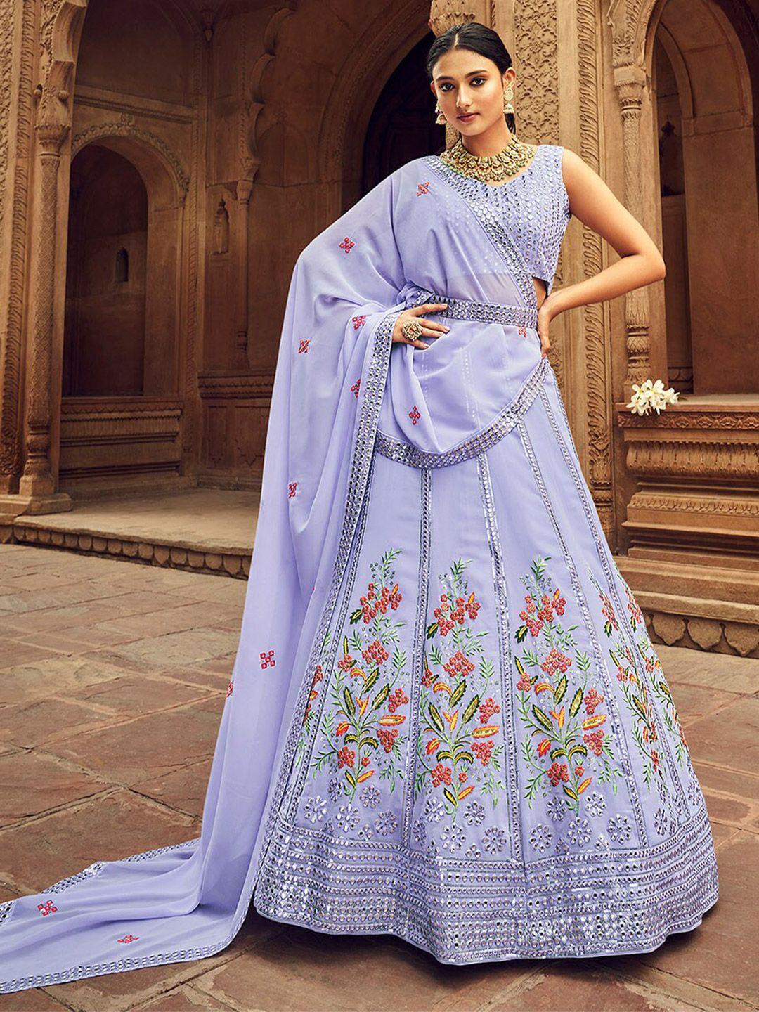 odette  embroidered semi-stitched lehenga & unstitched blouse with dupatta