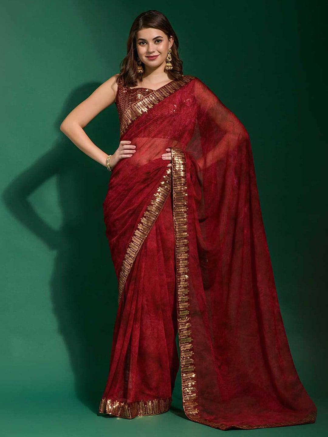 odette abstract printed embellished saree