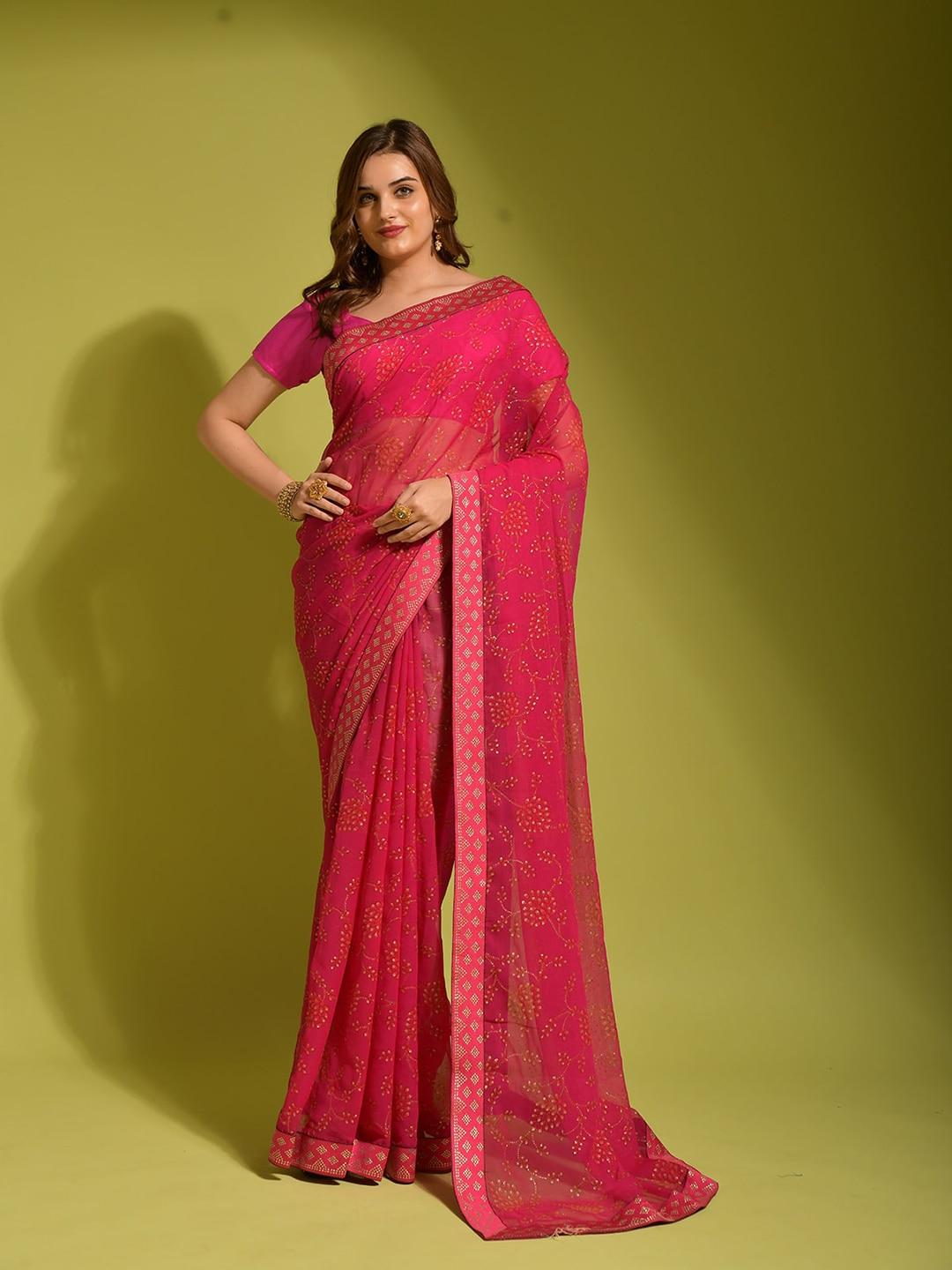 odette floral printed beads and stones saree