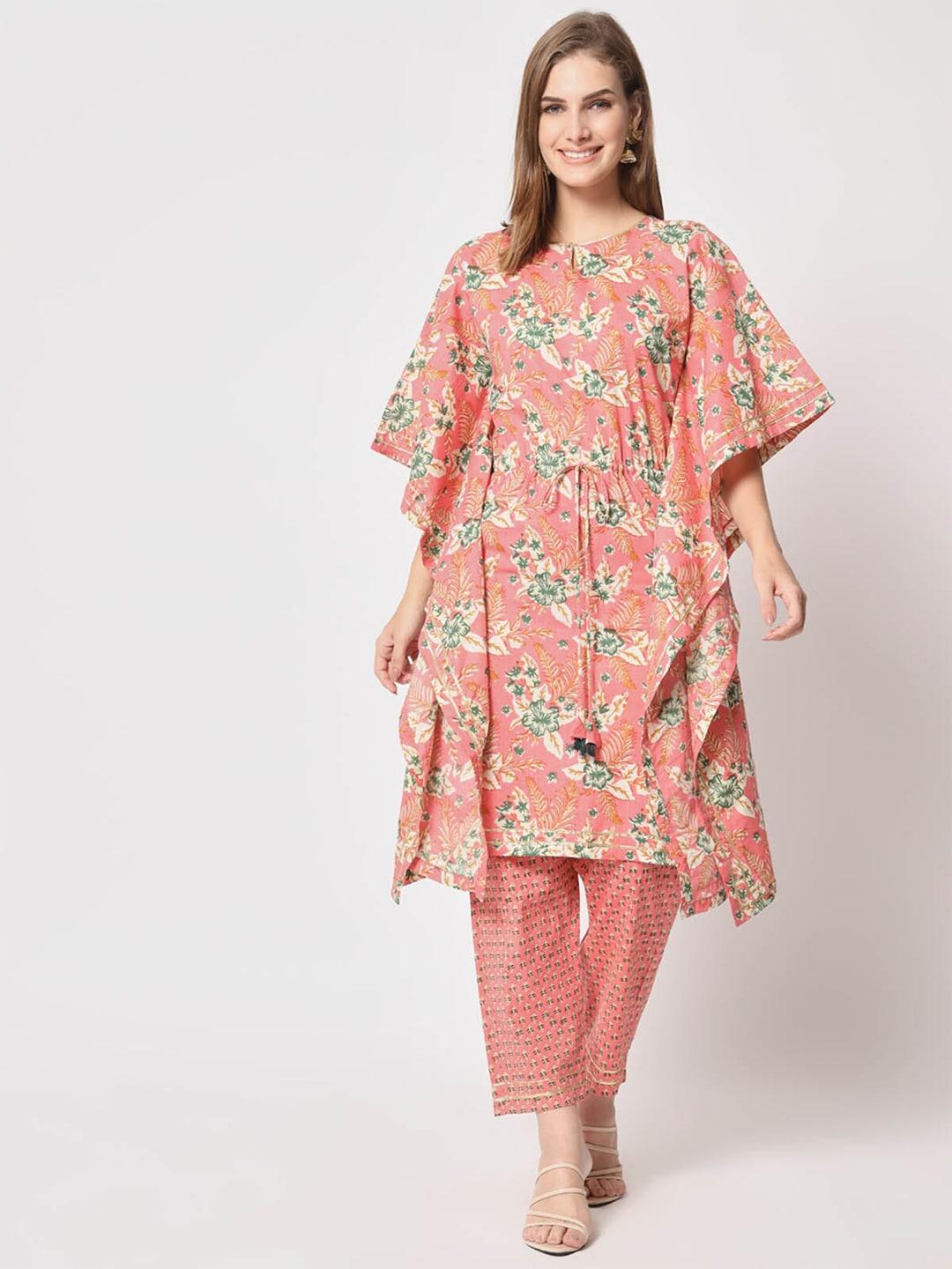 odette floral printed kaftan kurta with trousers