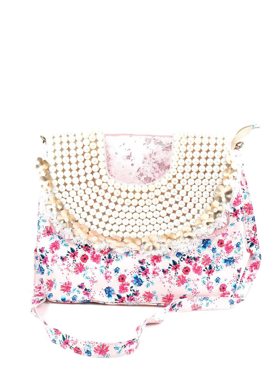 odette floral printed sling bag with embellished detail